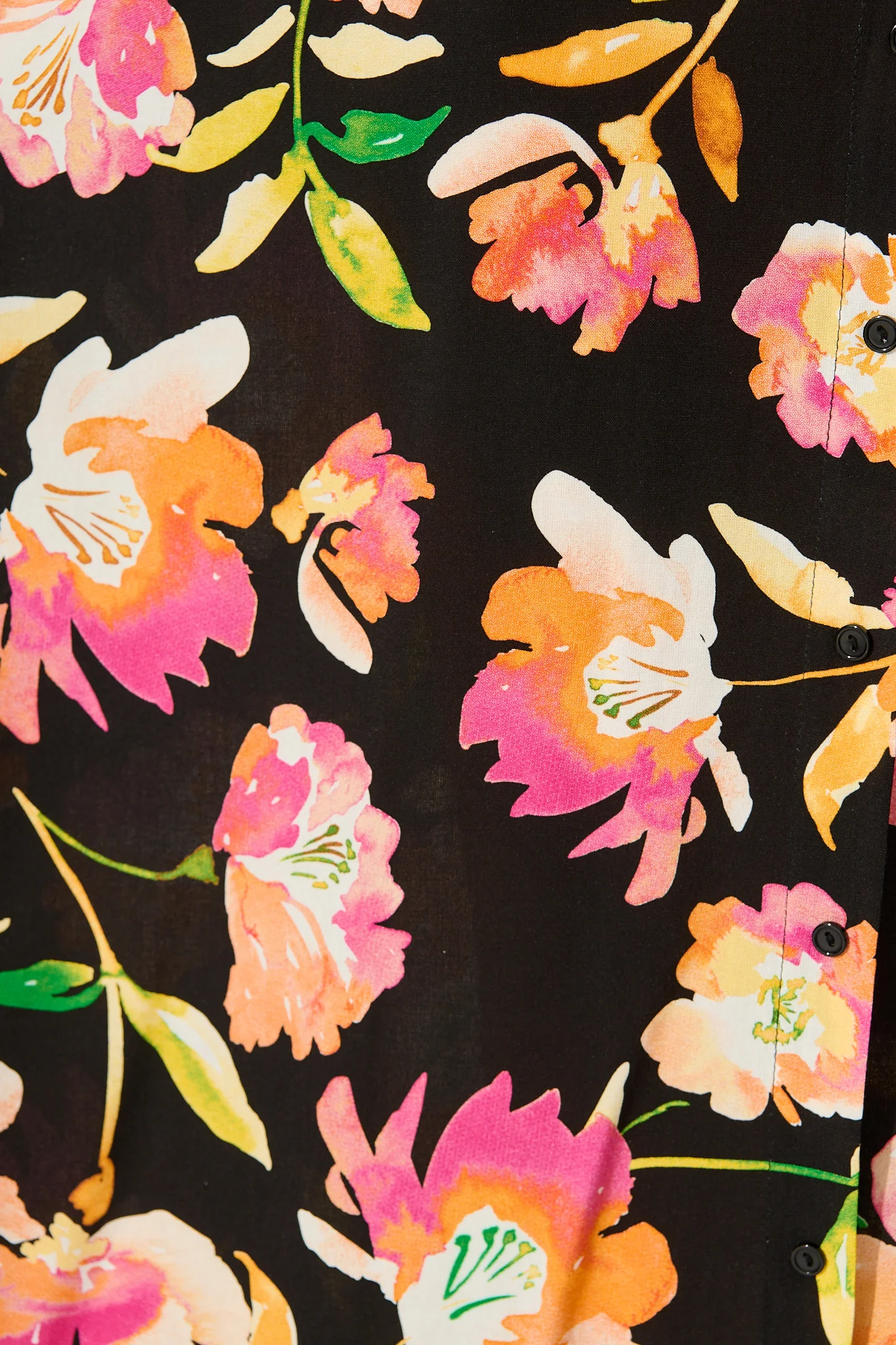 Melody Midi Dress in Black with Tangerine Floral - Image 6