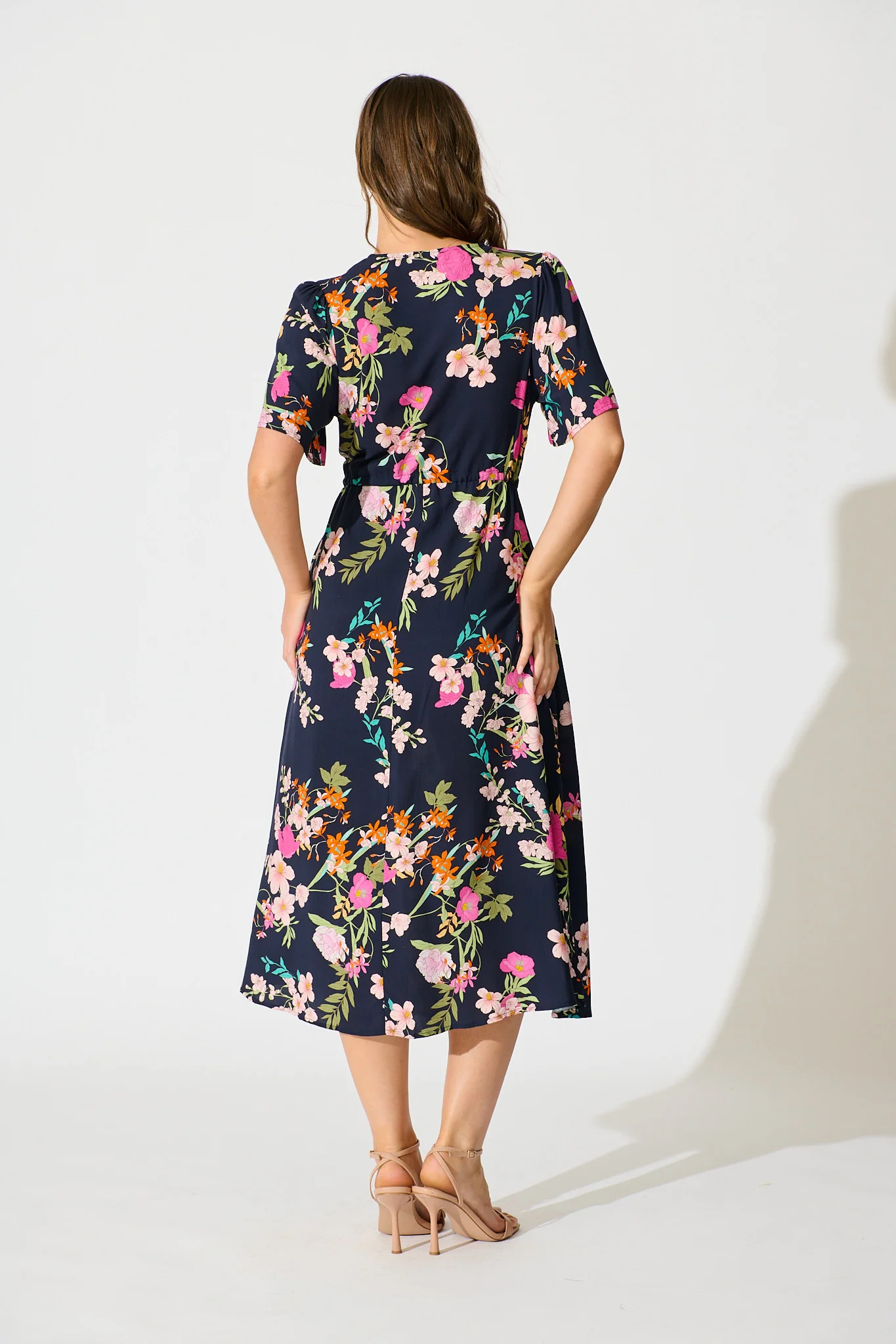 Melody Midi Dress in Navy Multi Floral - Image 4