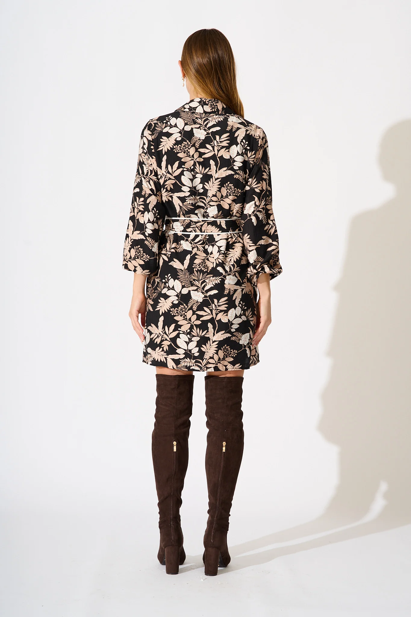 Melrose Shirt Dress in Black Multi - Image 4