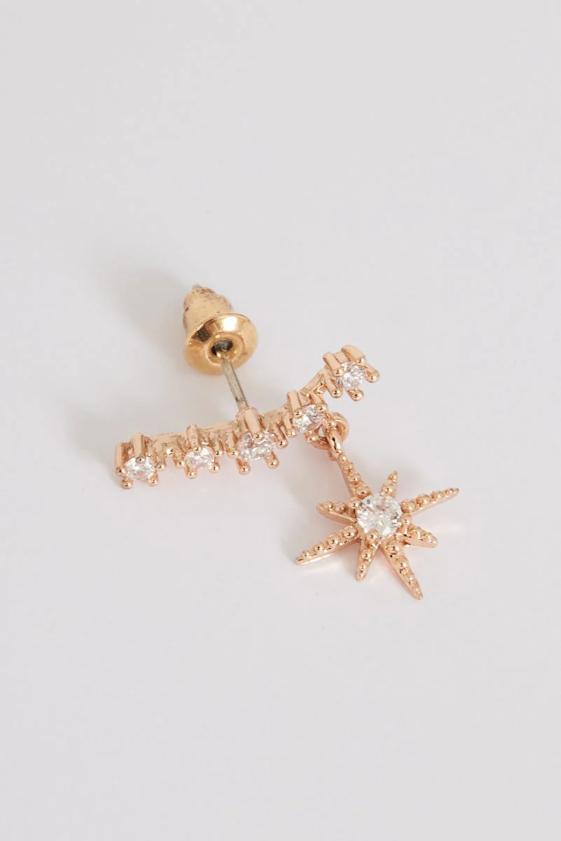 Memu Earrings In Rose Gold With Drop Star - Image 5