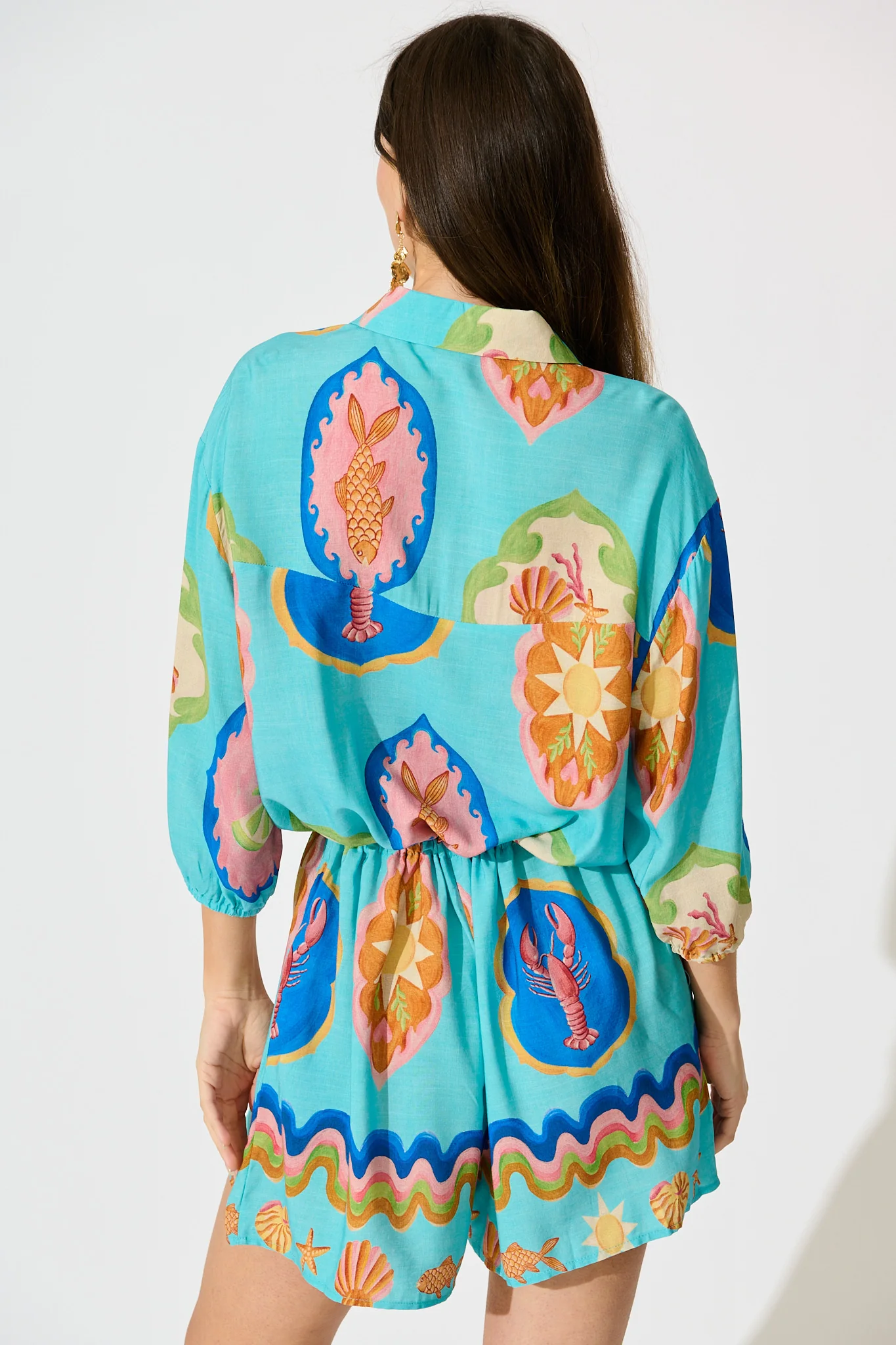 Micaela Playsuit in Blue Seashell Print - Image 4