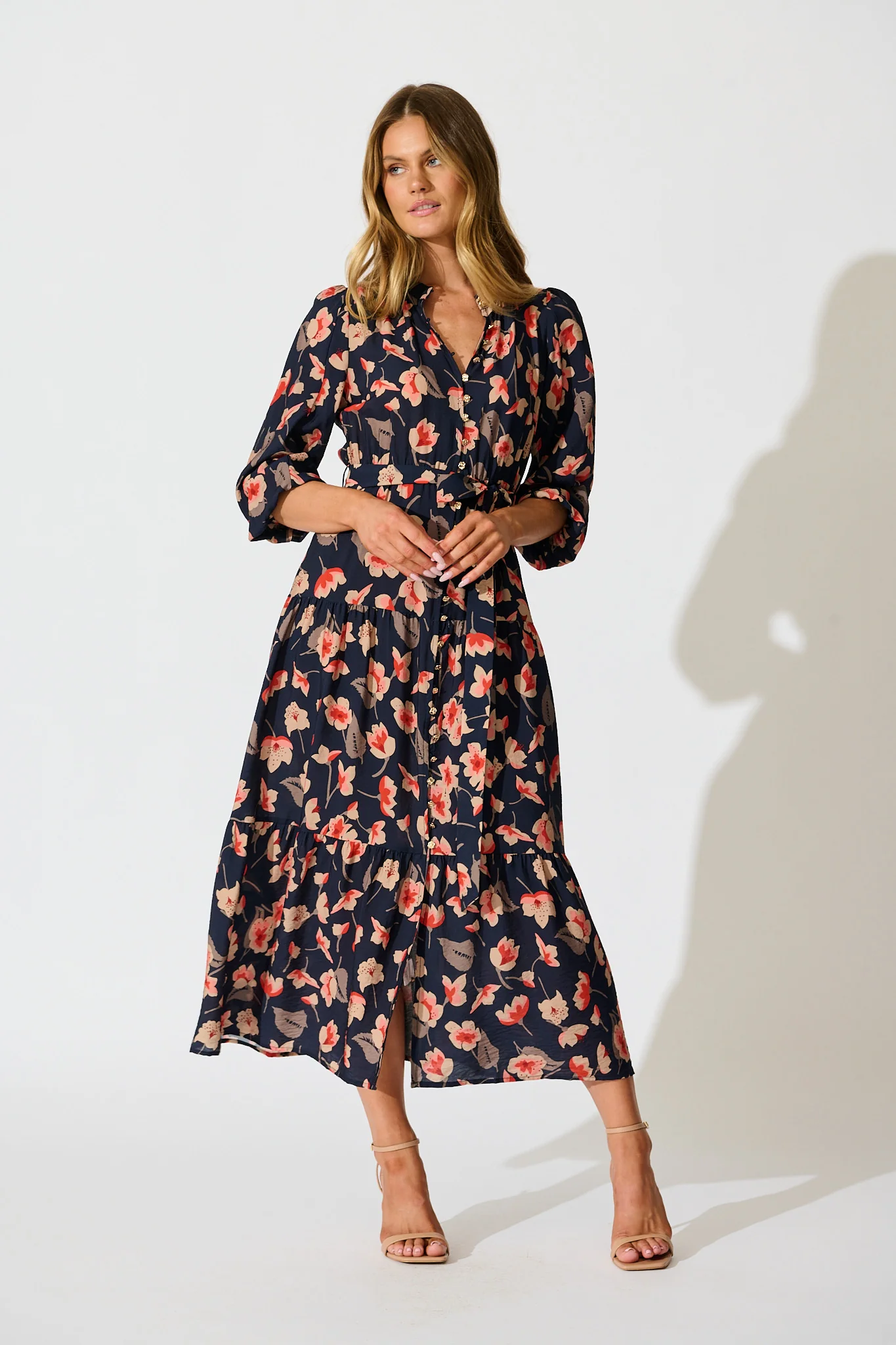 Midnight Bloom Maxi Dress in Navy Floral
