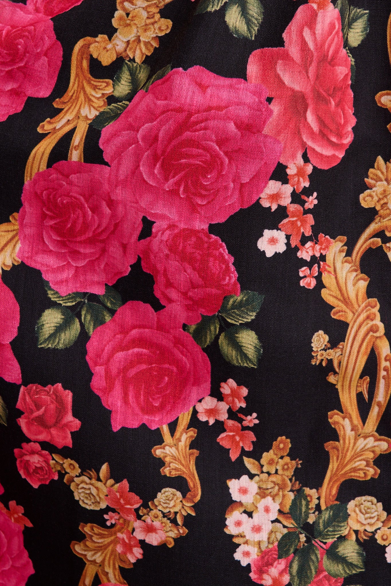 Midnight Blooms Maxi Dress in Black with Pink Floral Linen Blend - Image 11