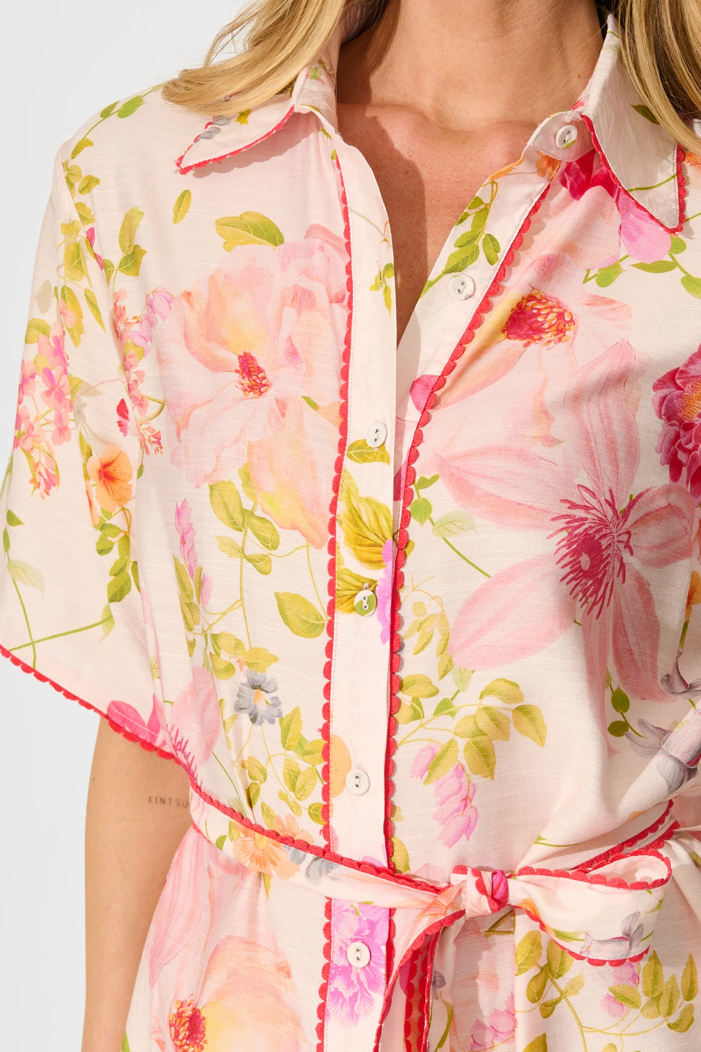Miela Shirt Dress in Light Blush Floral - Image 6
