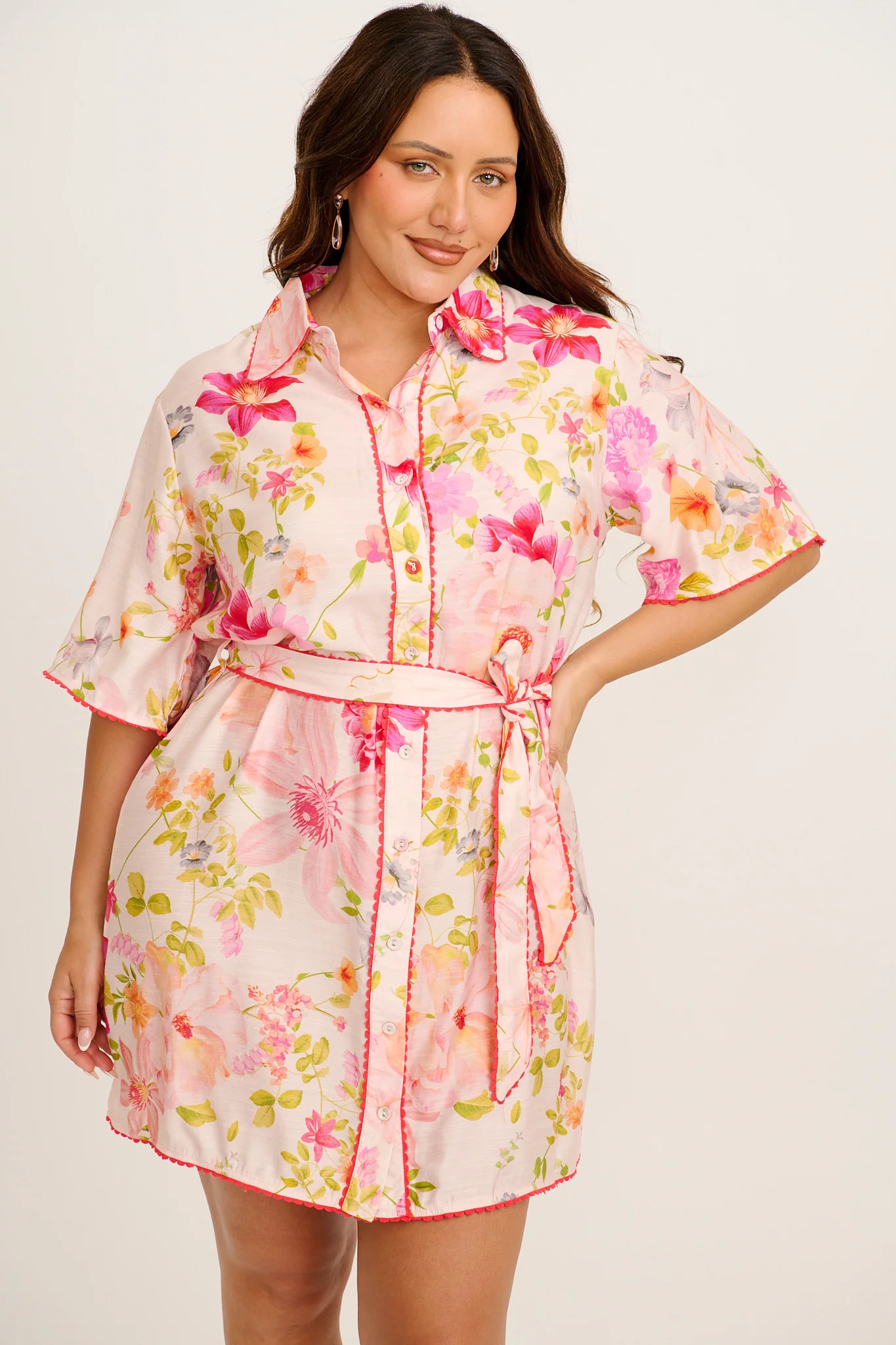 Miela Shirt Dress in Light Blush Floral - Image 7