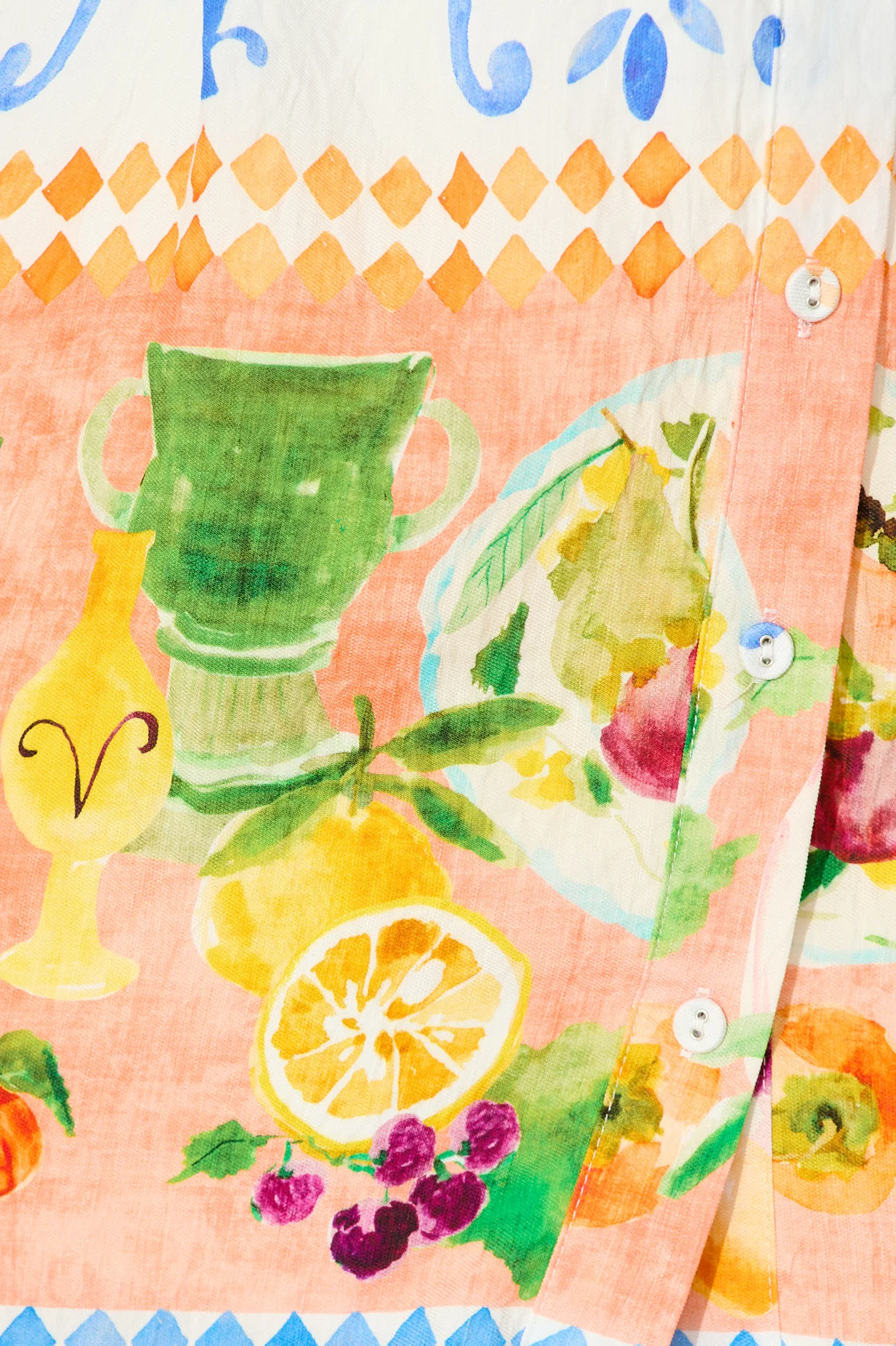 Miela Shirt Dress in Multi Fruit Border Print - Image 9