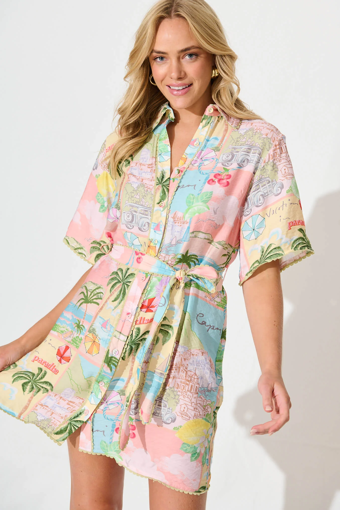Miela Shirt Dress In Pastel Multi - Image 6