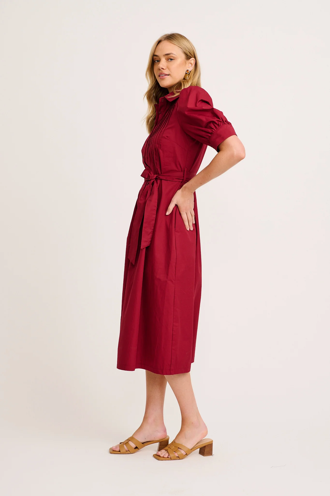 Mila Midi Dress in Wine Cotton - Image 4