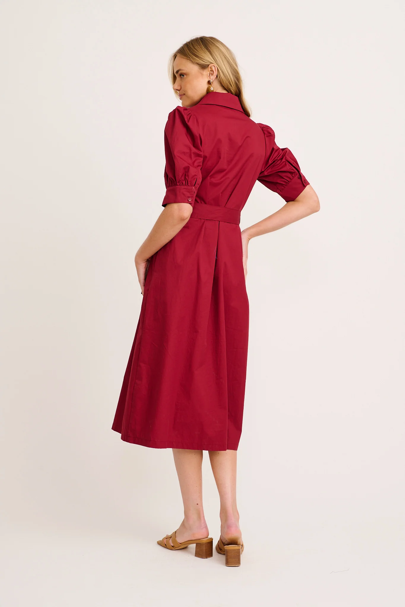 Mila Midi Dress in Wine Cotton - Image 5
