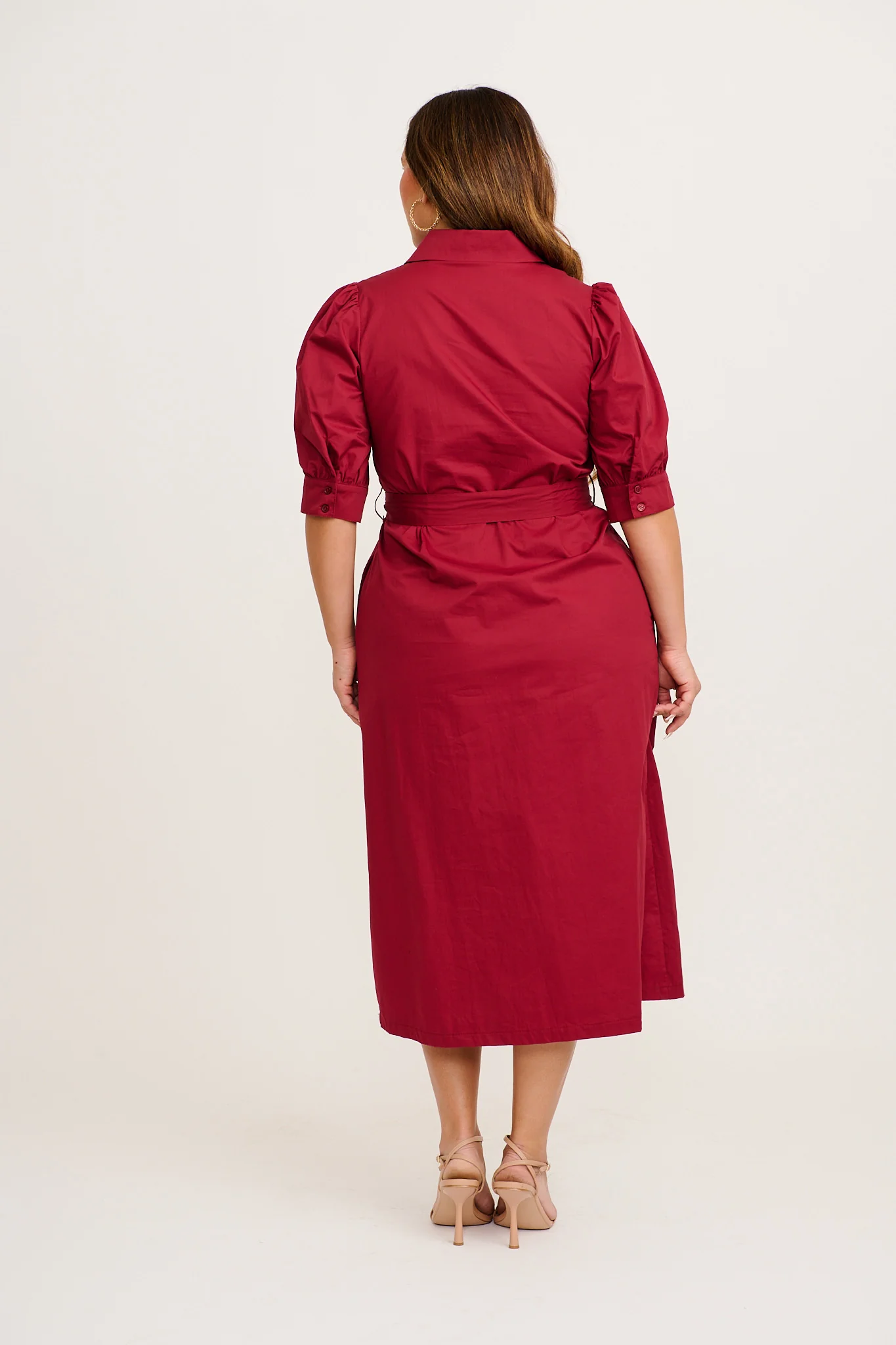 Mila Midi Dress in Wine Cotton - Image 9
