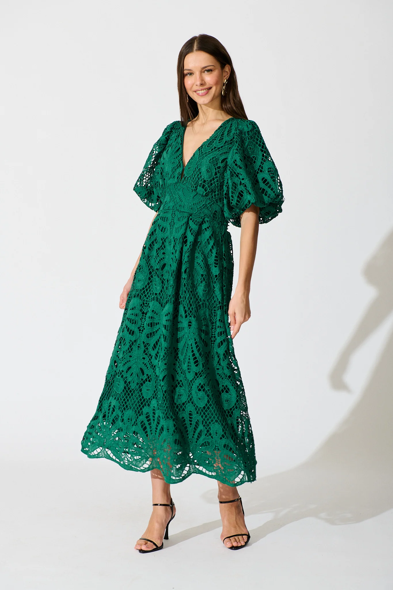 Millie Lace Maxi Dress In Emerald - Image 2