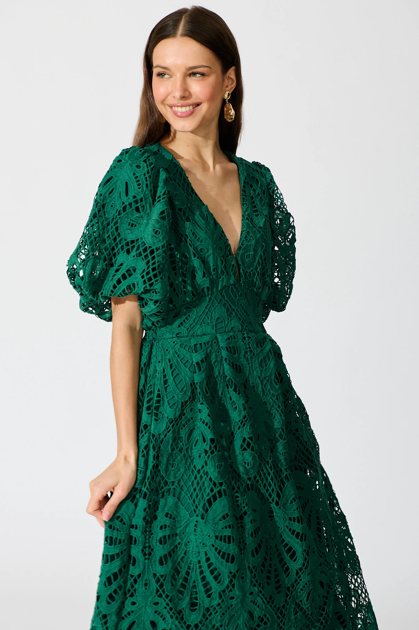 Millie Lace Maxi Dress In Emerald - Image 3