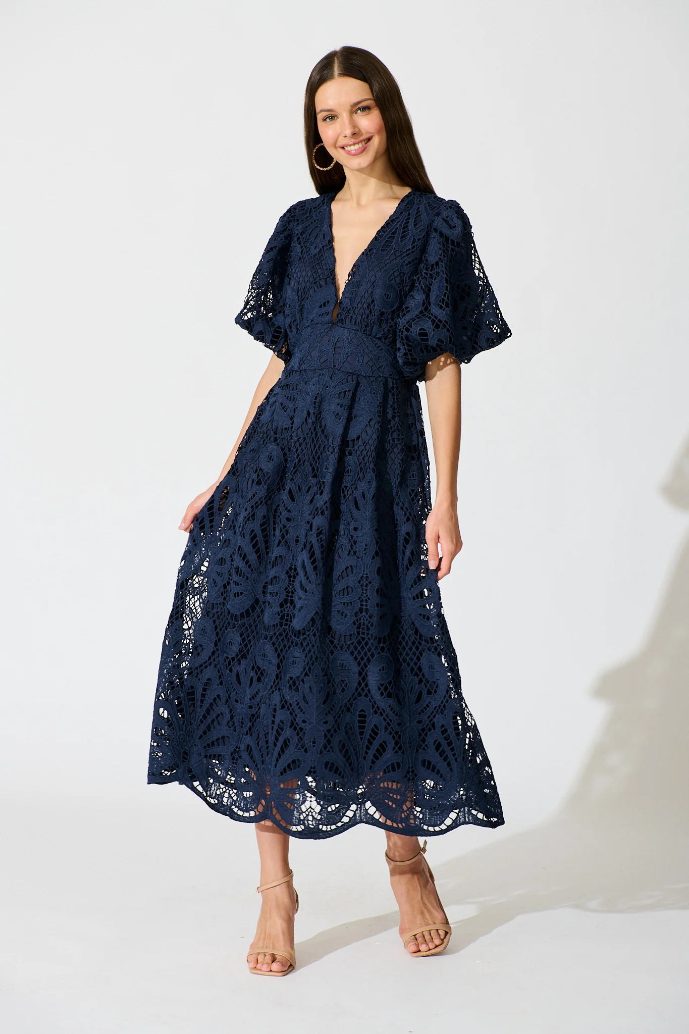 Millie Lace Maxi Dress In Navy - Image 2