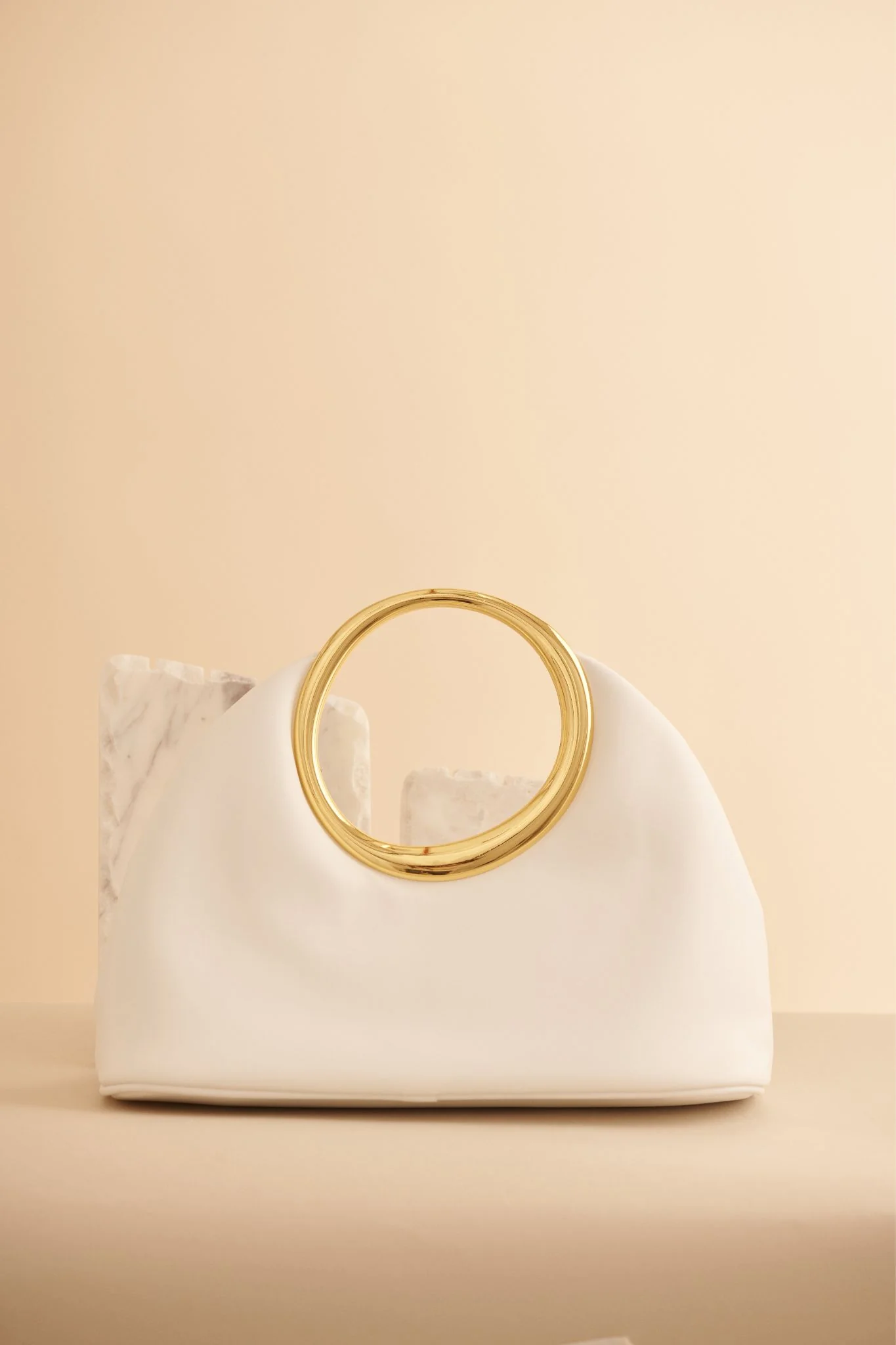 Milly Ring Detail Clutch Bag in White