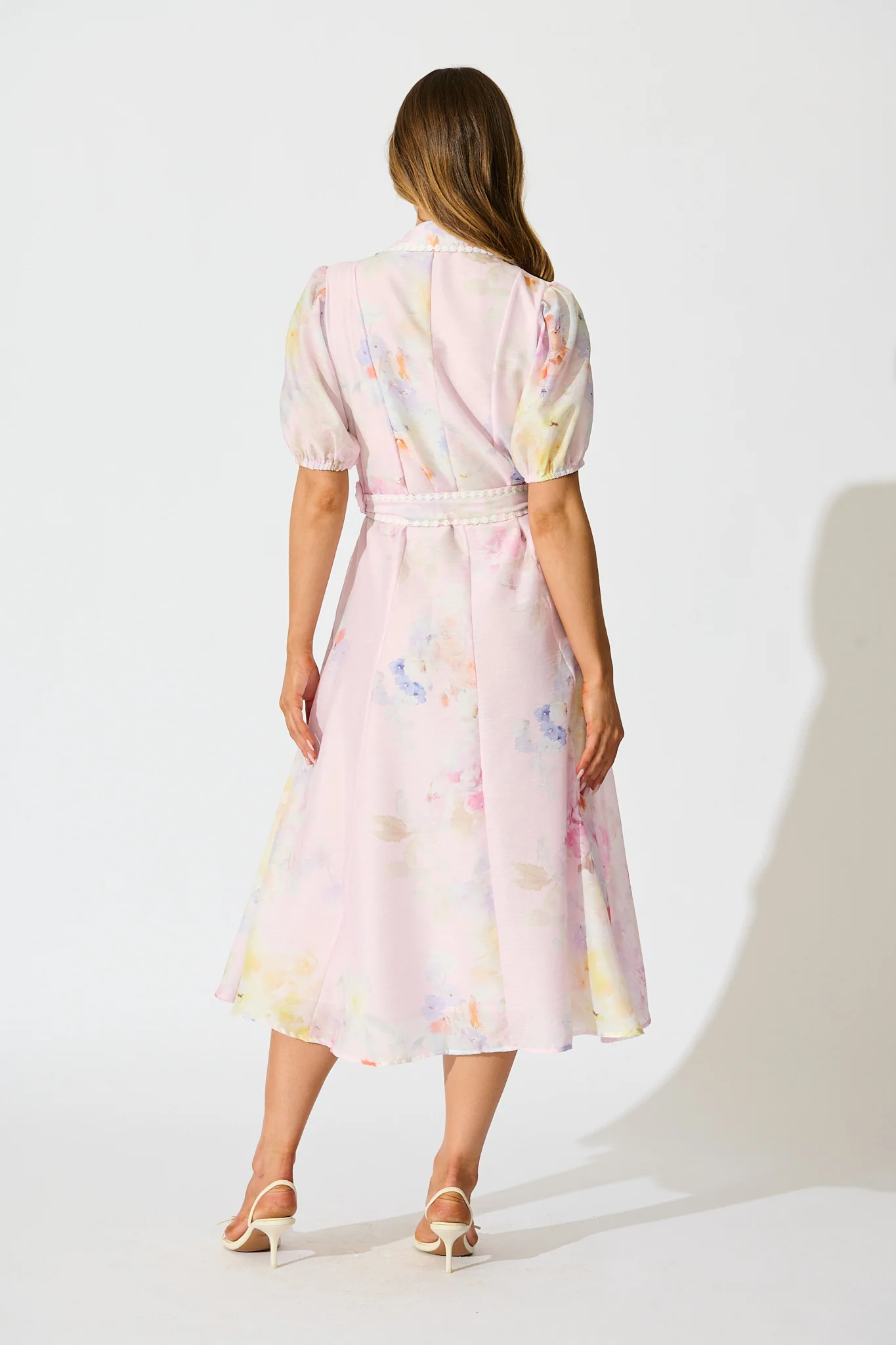 Mimi Maxi Shirt Dress in Light Pink Floral - Image 4