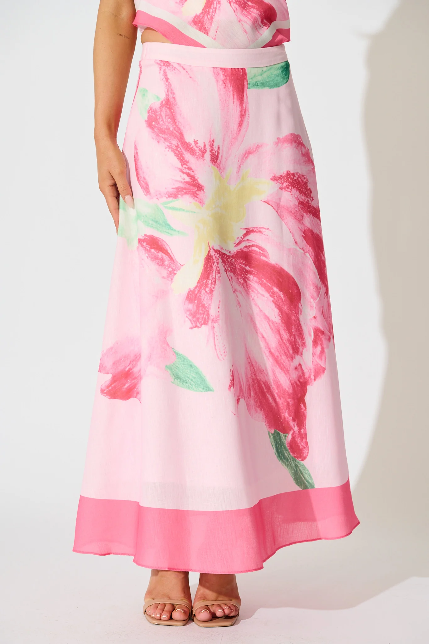Mireya Maxi Skirt in Pink Floral - Image 3