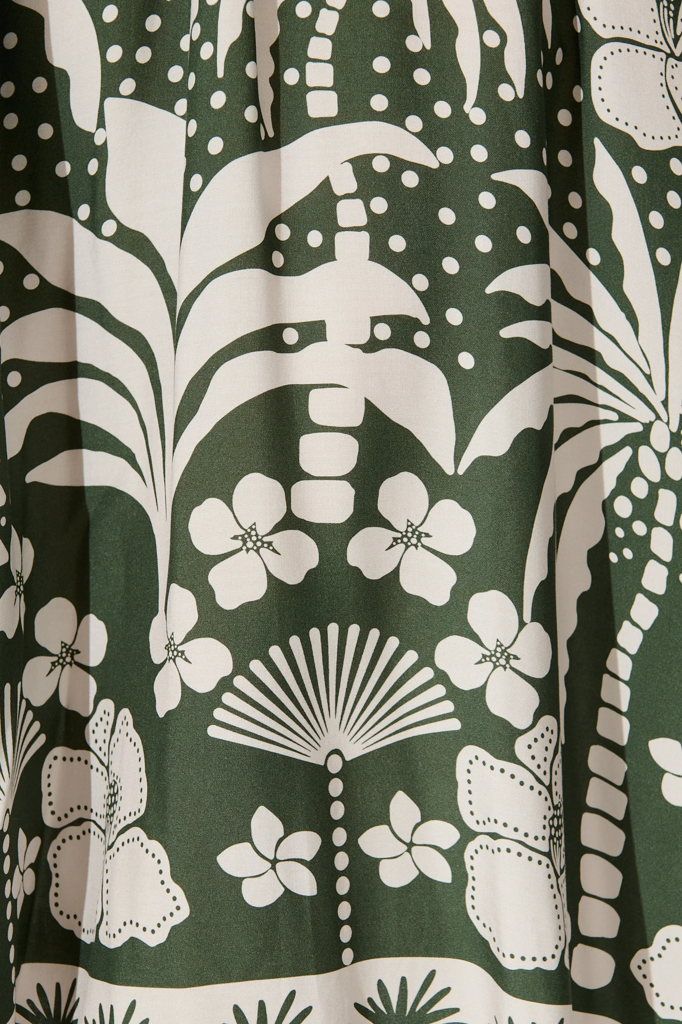 Mirren Midi Dress in Emerald with White Palm Print - Image 6