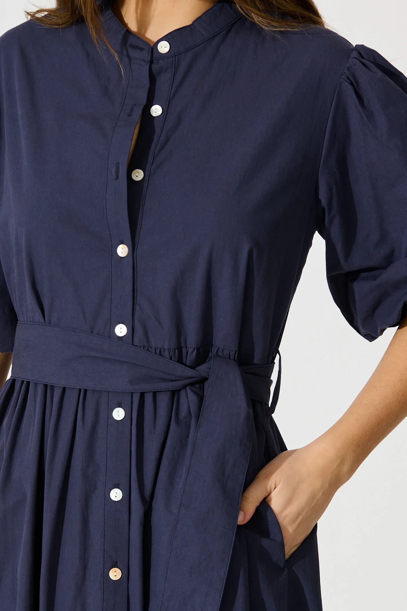 Miya Midi Dress in Navy Cotton - Image 5