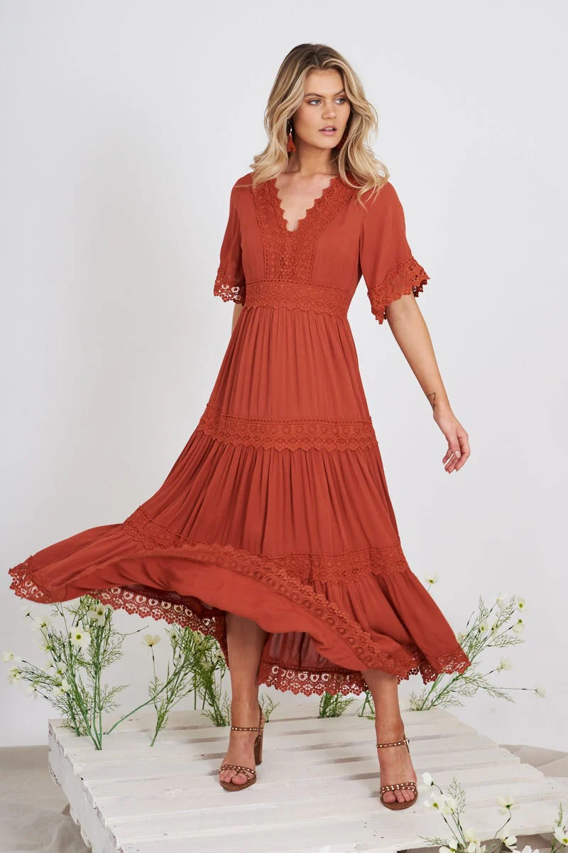 Mona Maxi Dress In Rust - Image 2