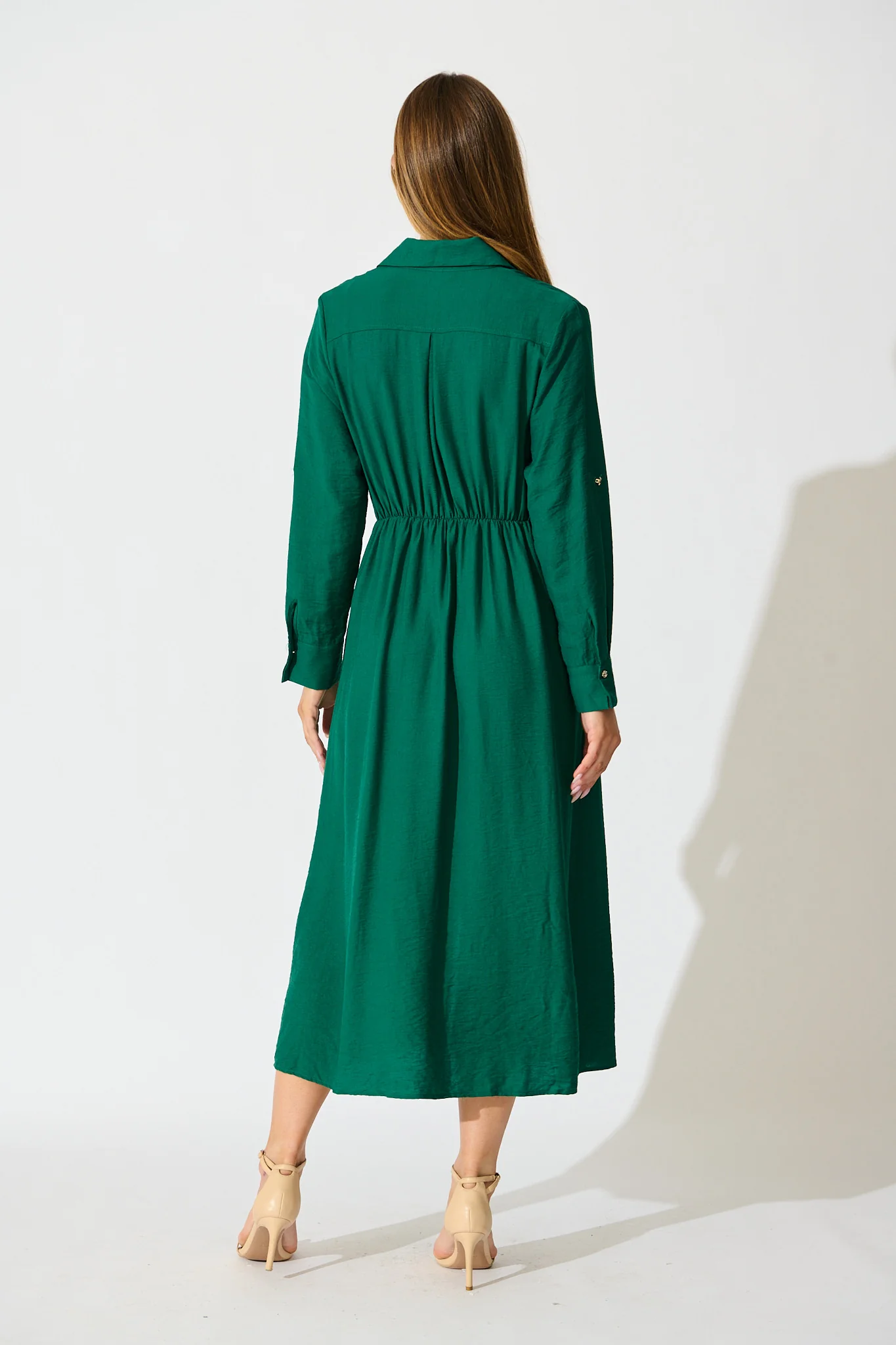Monday Muse Midi Shirt Dress in Green - Image 4