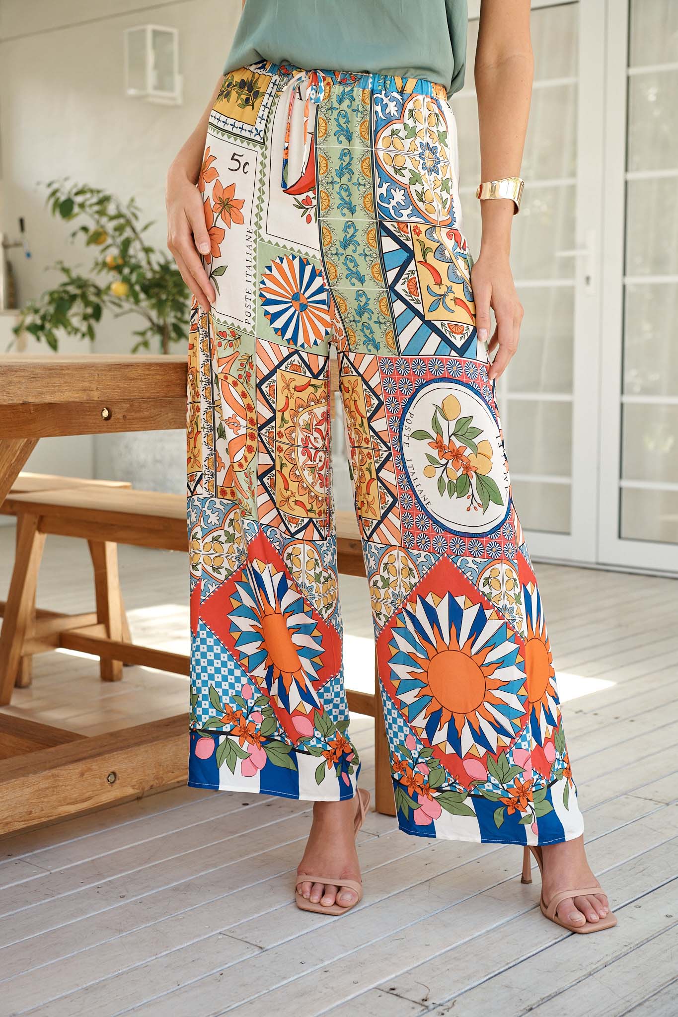 Moroccan Sunset Pant in Multi Tile Print