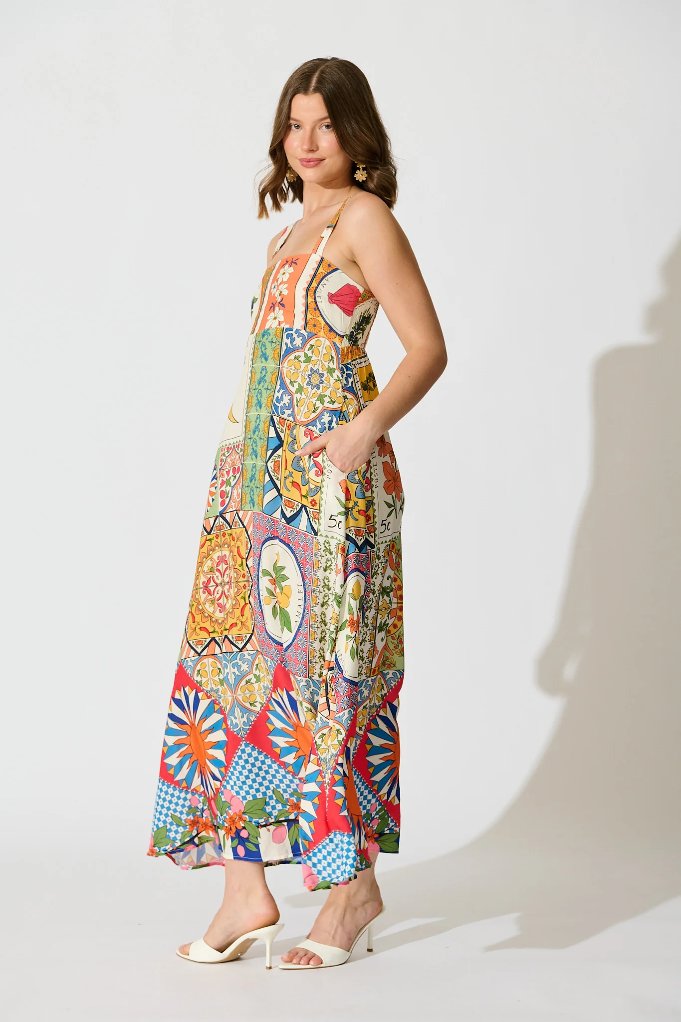 Mosaic Bloom Maxi Sundress in Multi Tile Print - Image 10
