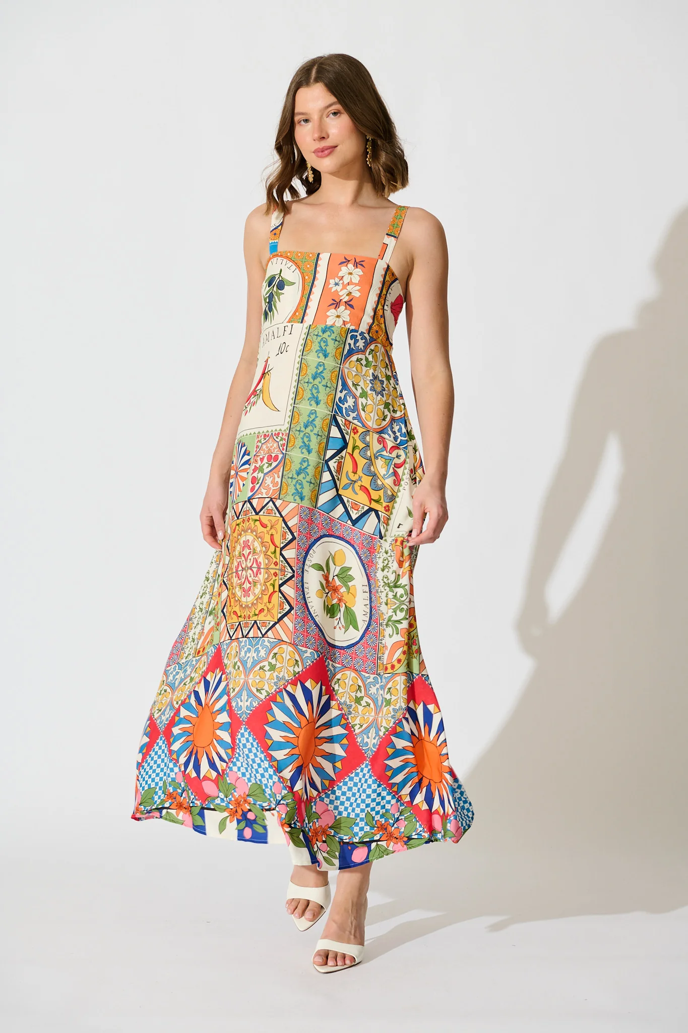 Mosaic Bloom Maxi Sundress in Multi Tile Print - Image 3