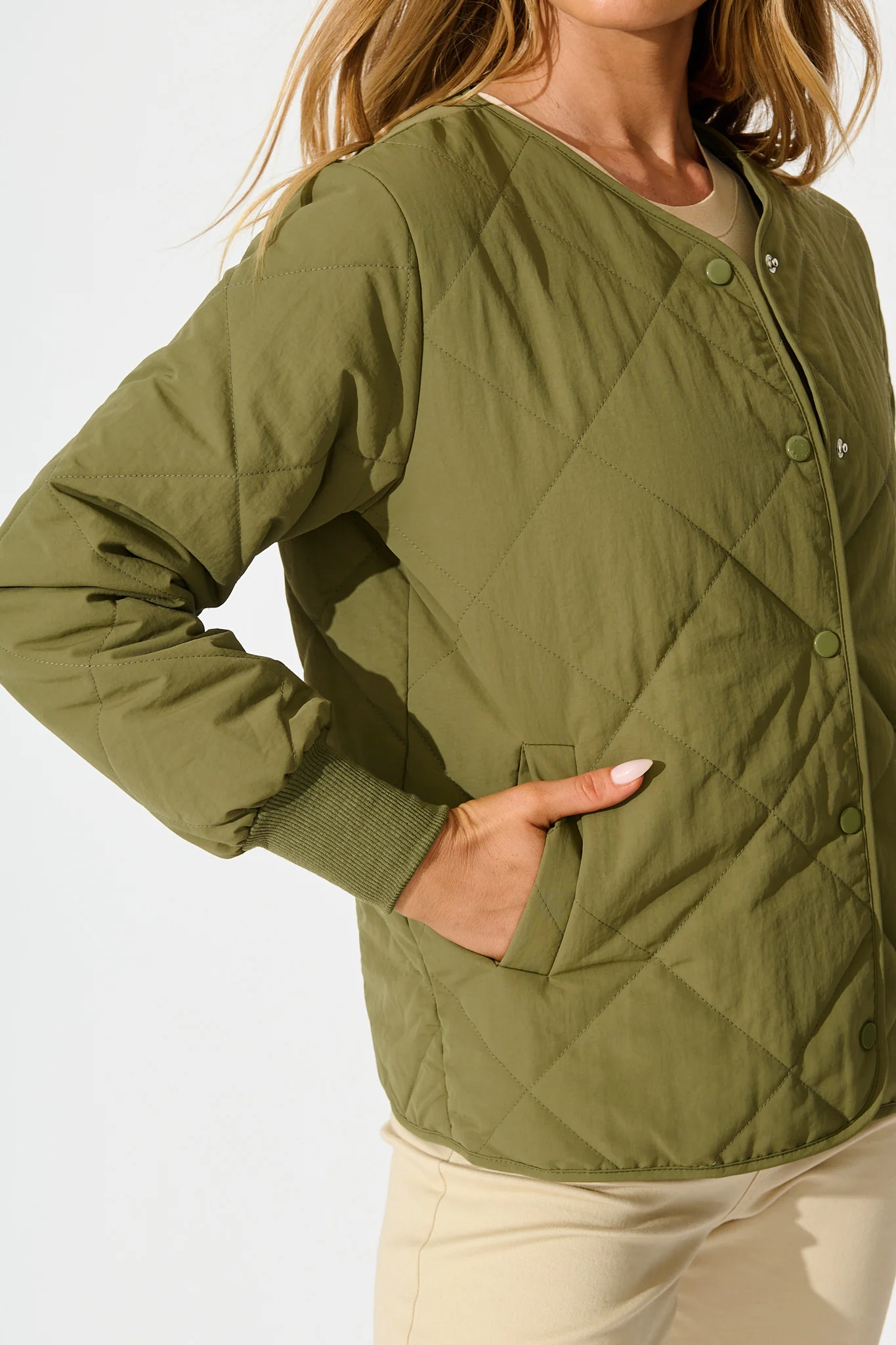 Most Wanted Quilted Jacket in Khaki - Image 5