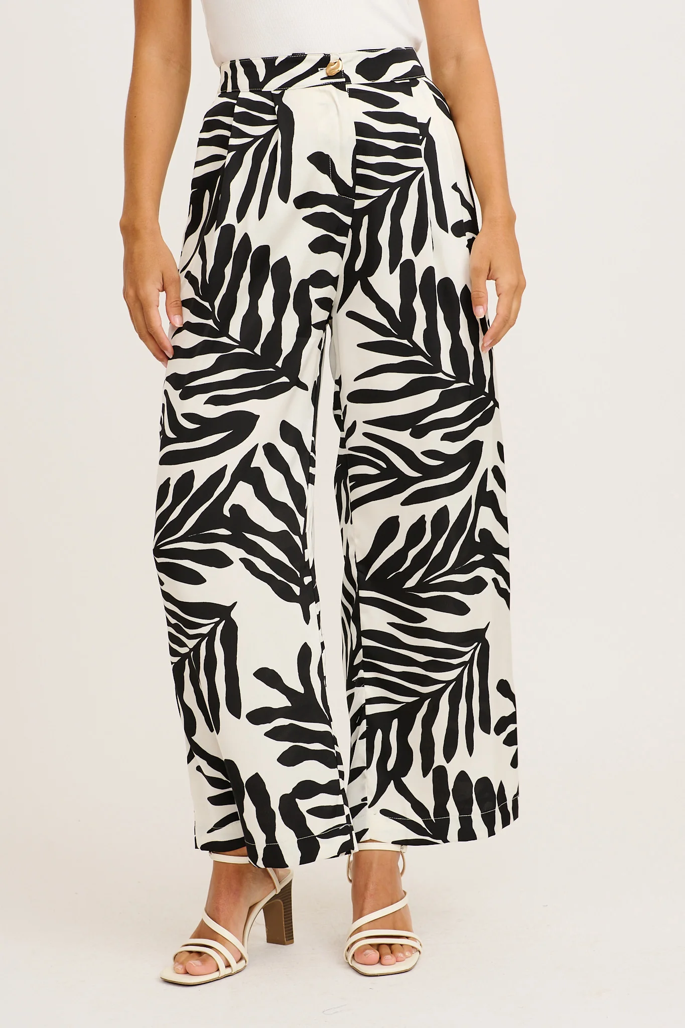 Muse Pant in Black and White Satin