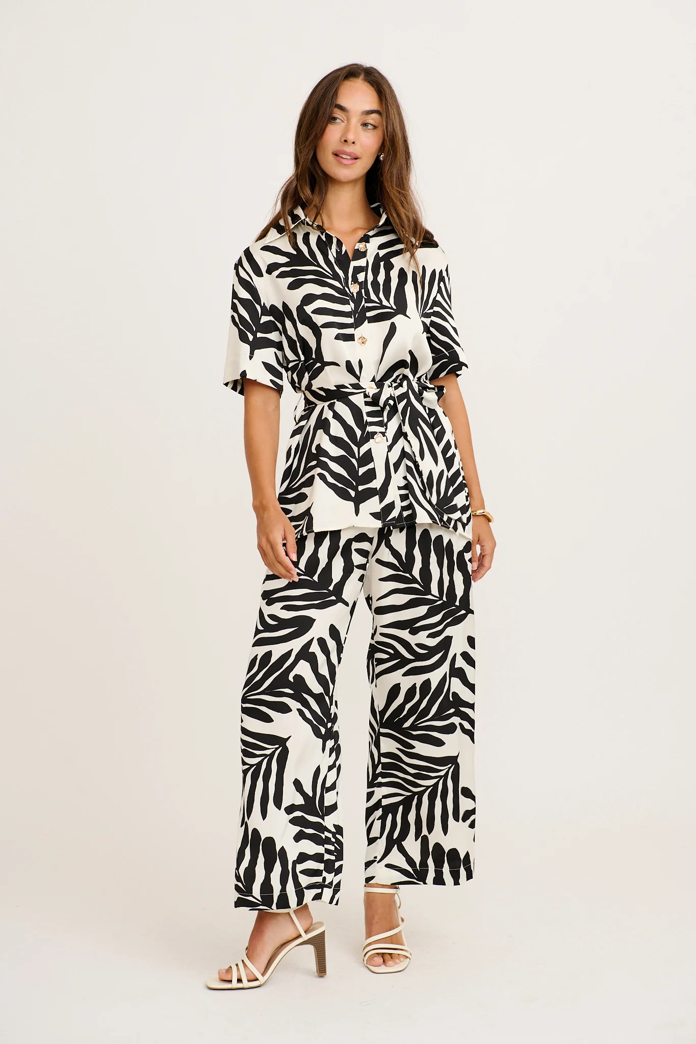 Muse Pant in Black and White Satin - Image 2