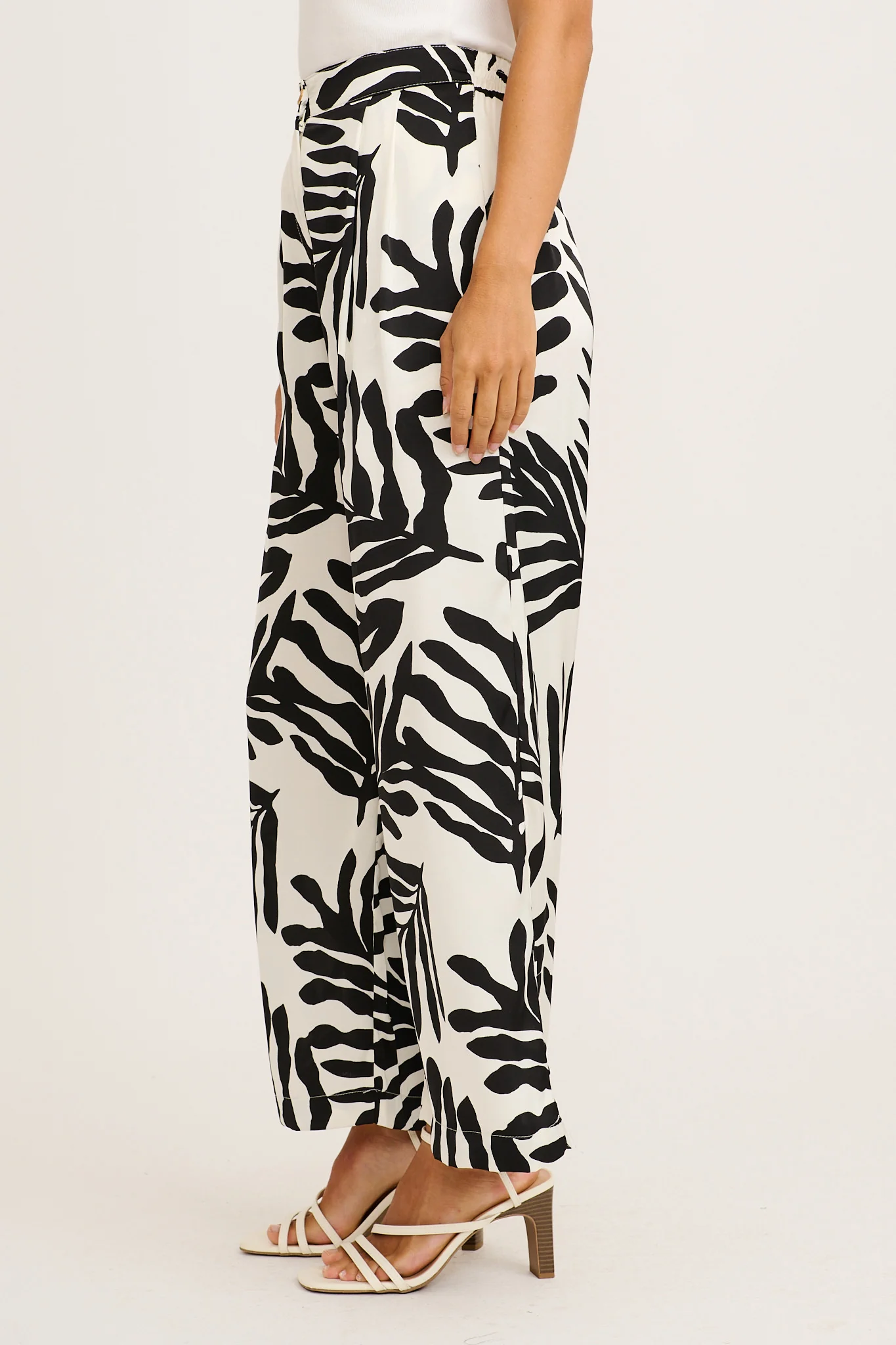 Muse Pant in Black and White Satin - Image 3