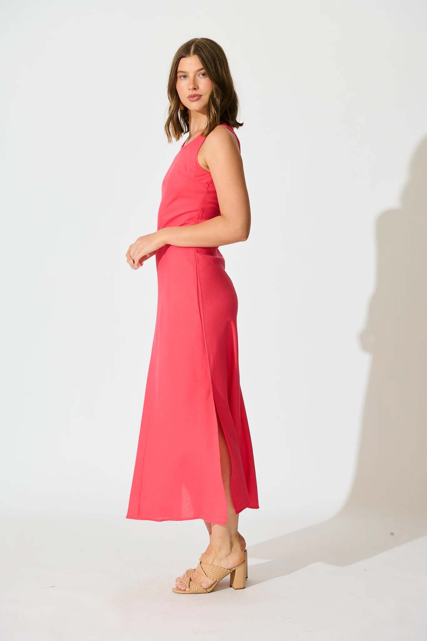 Mylah Maxi Dress in Pink Linen Blend - Image 3
