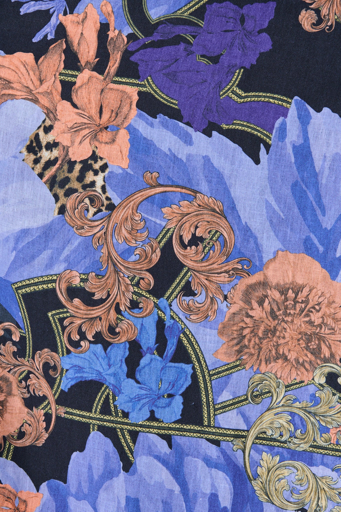 Mystical Bloom Maxi Dress in Blue with Multi Linen Blend - Image 9