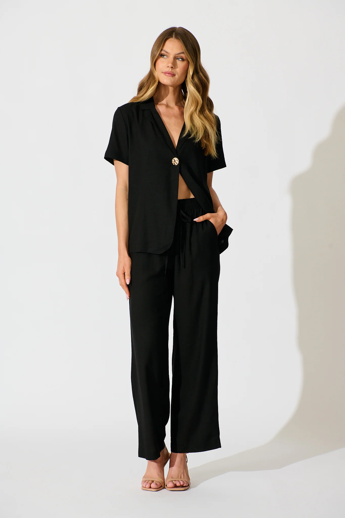 Natural Form Pant in Black Cotton Linen - Image 4