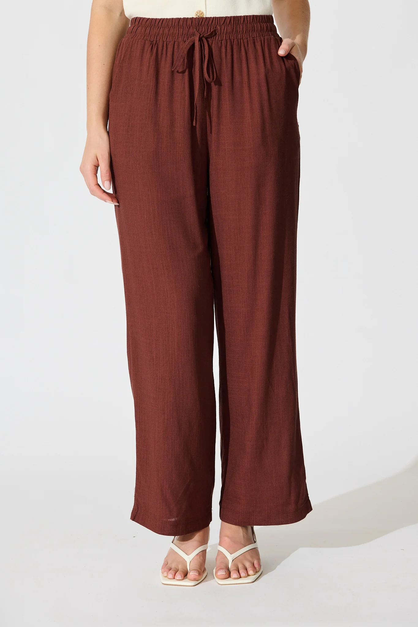 Natural Form Pant in Chocolate Cotton Linen