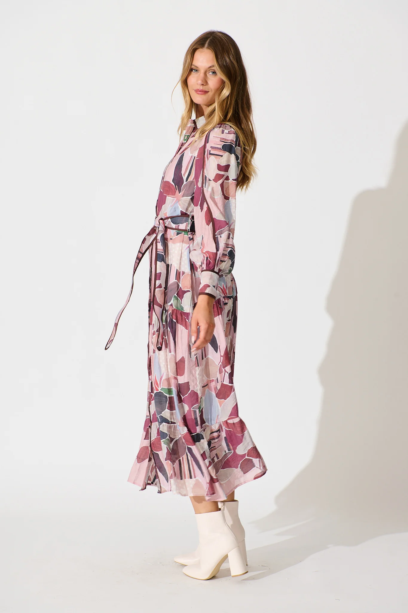 Naylor Maxi Shirt Dress in Multi Brown Print - Image 3