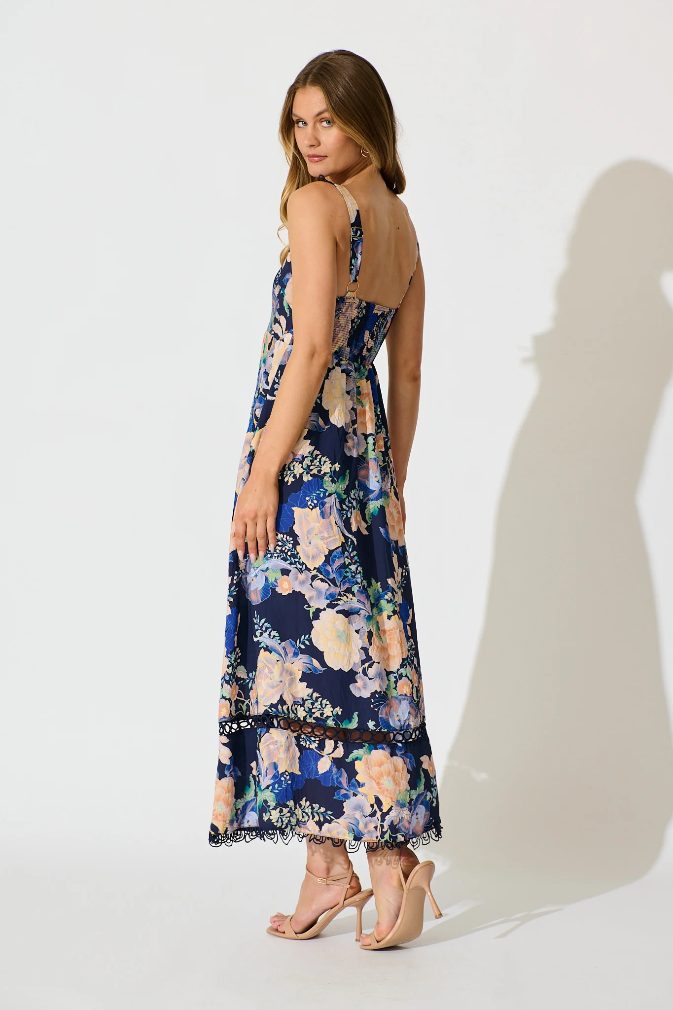 Nela Maxi Sundress In Navy with Multi Floral - Image 4