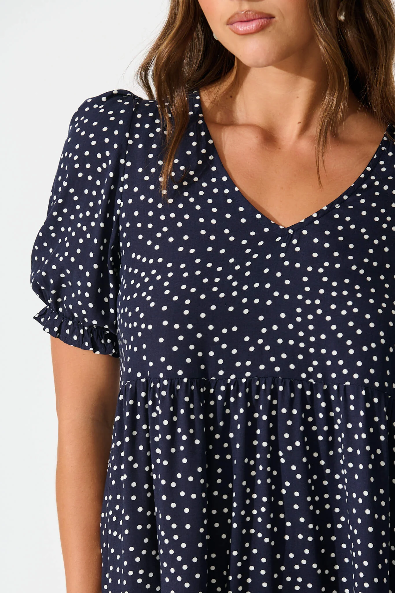 Neveen Smock Dress in Navy with White Spots - Image 5
