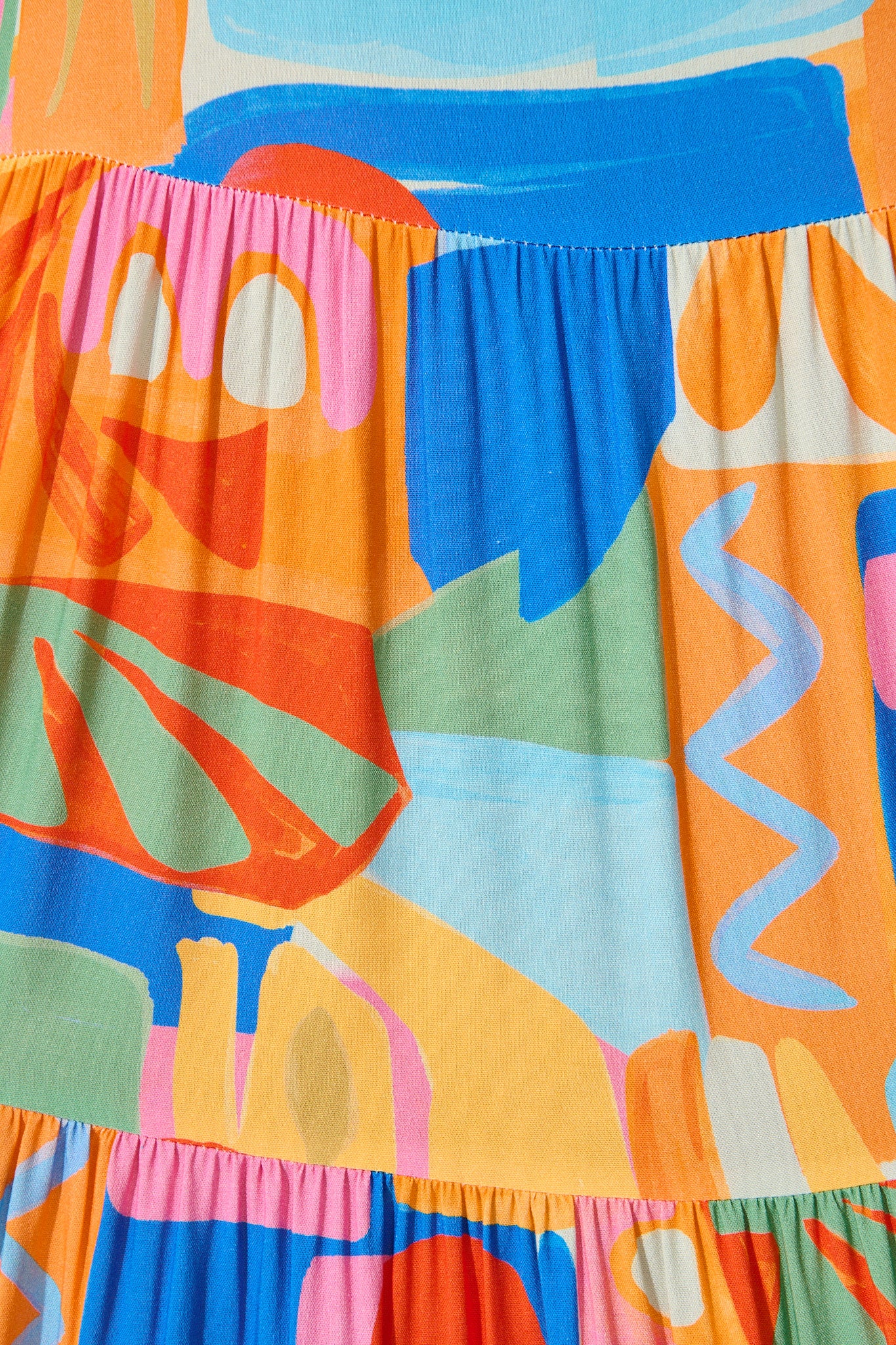 Nevi Tiered Midi Dress in Bright Multi Patchwork Print - Image 6