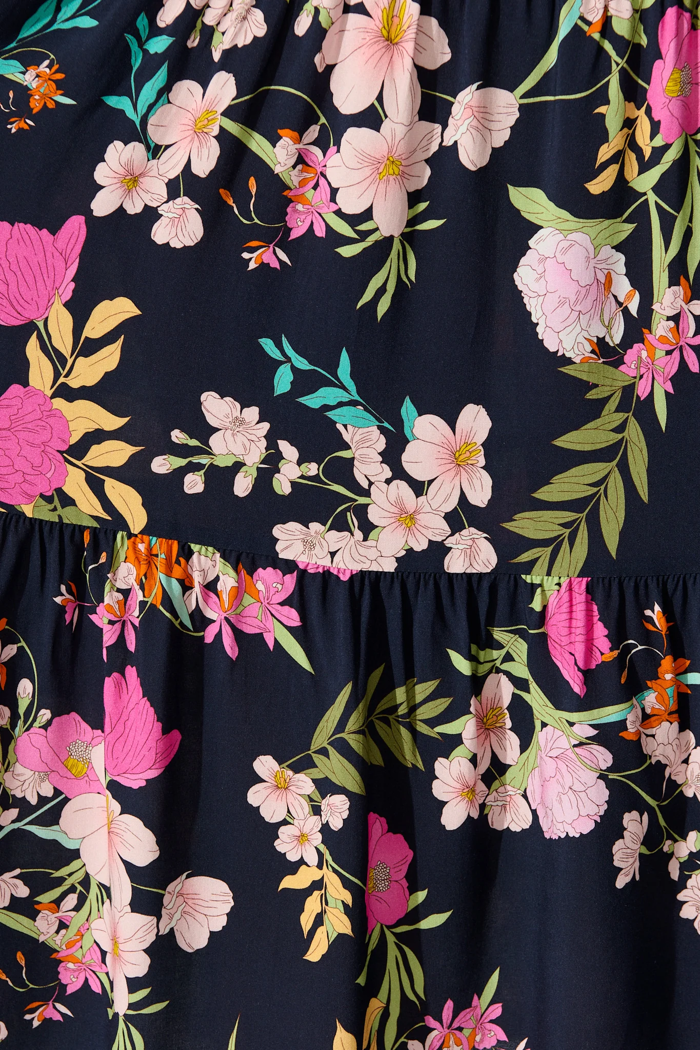 Nevi Tiered Midi Dress In Navy Multi Floral - Image 9