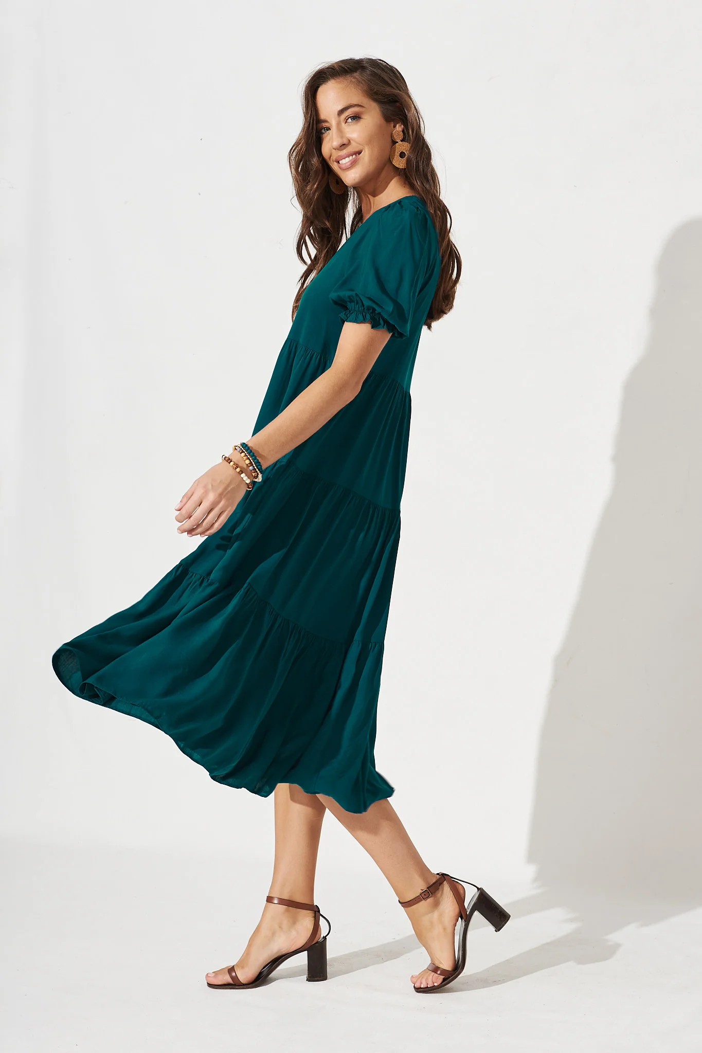 Nevi Tiered Midi Dress In Teal - Image 3