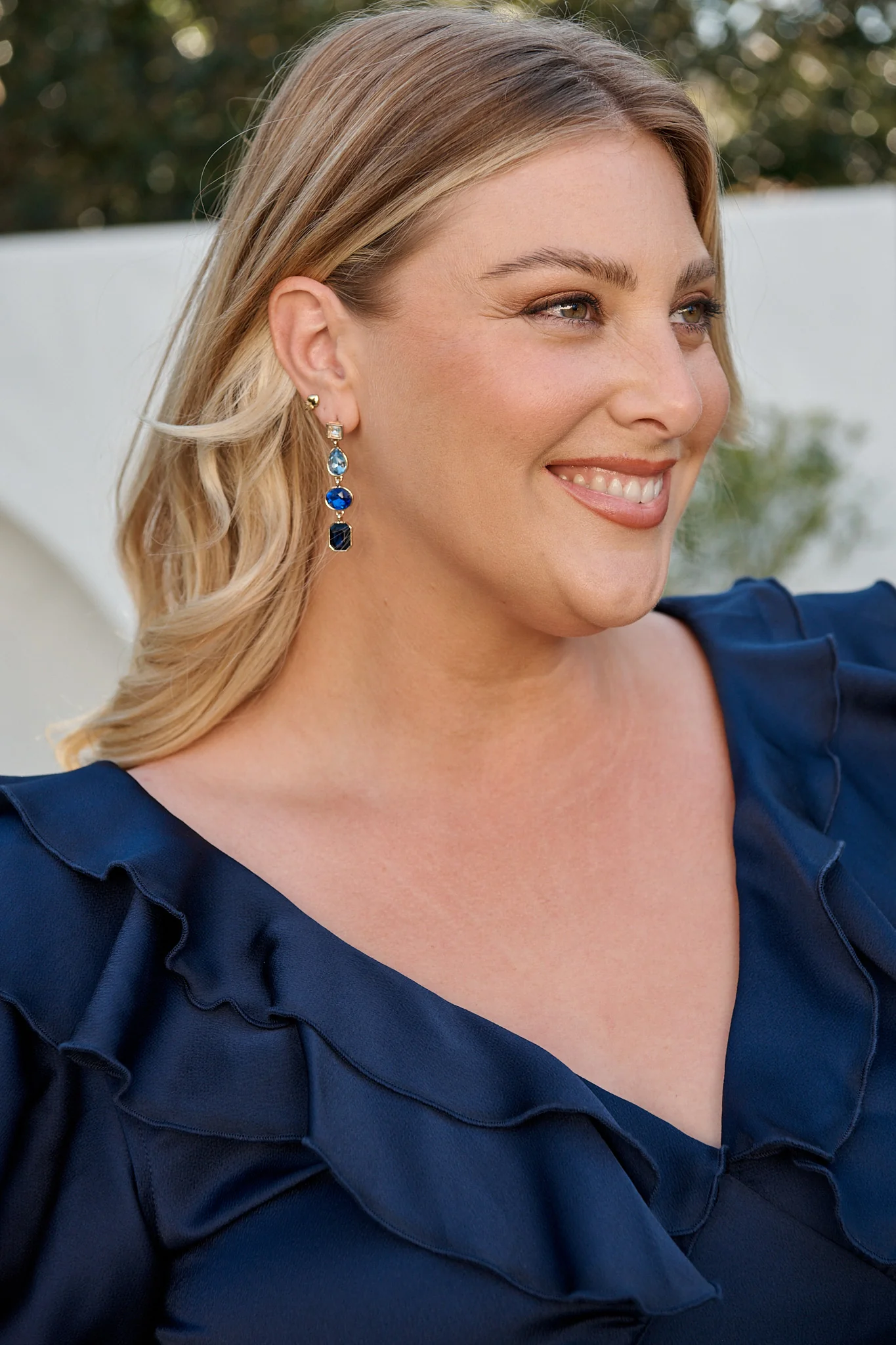 Nikina Drop Earrings in Multi Navy Gemstones - Image 2