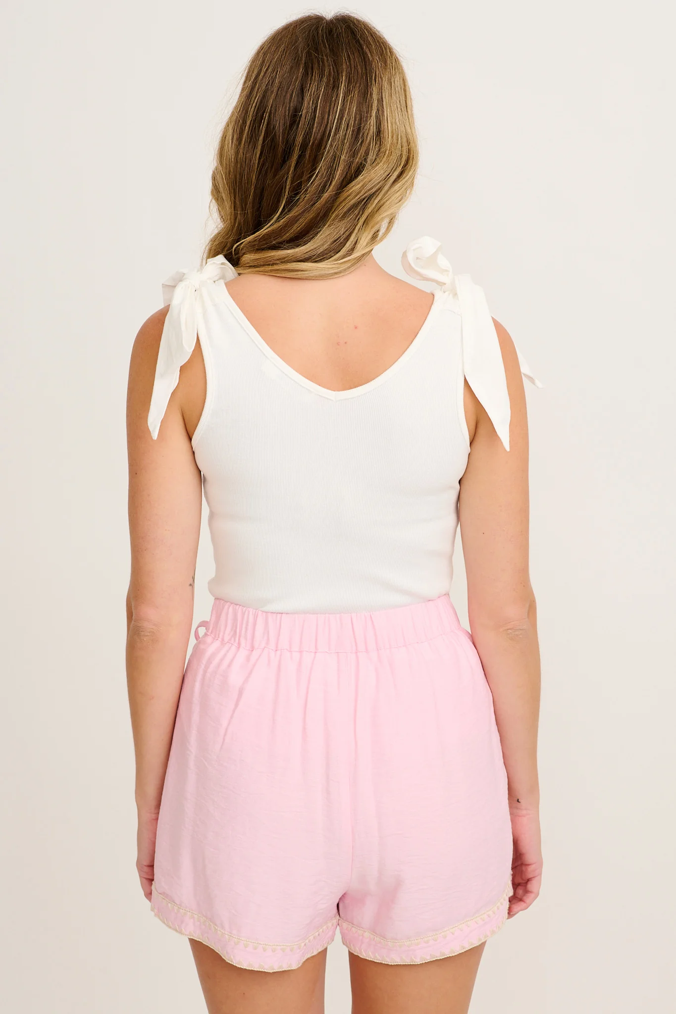 Niya Skort in Pink with Palm Tree Embroidery - Image 3