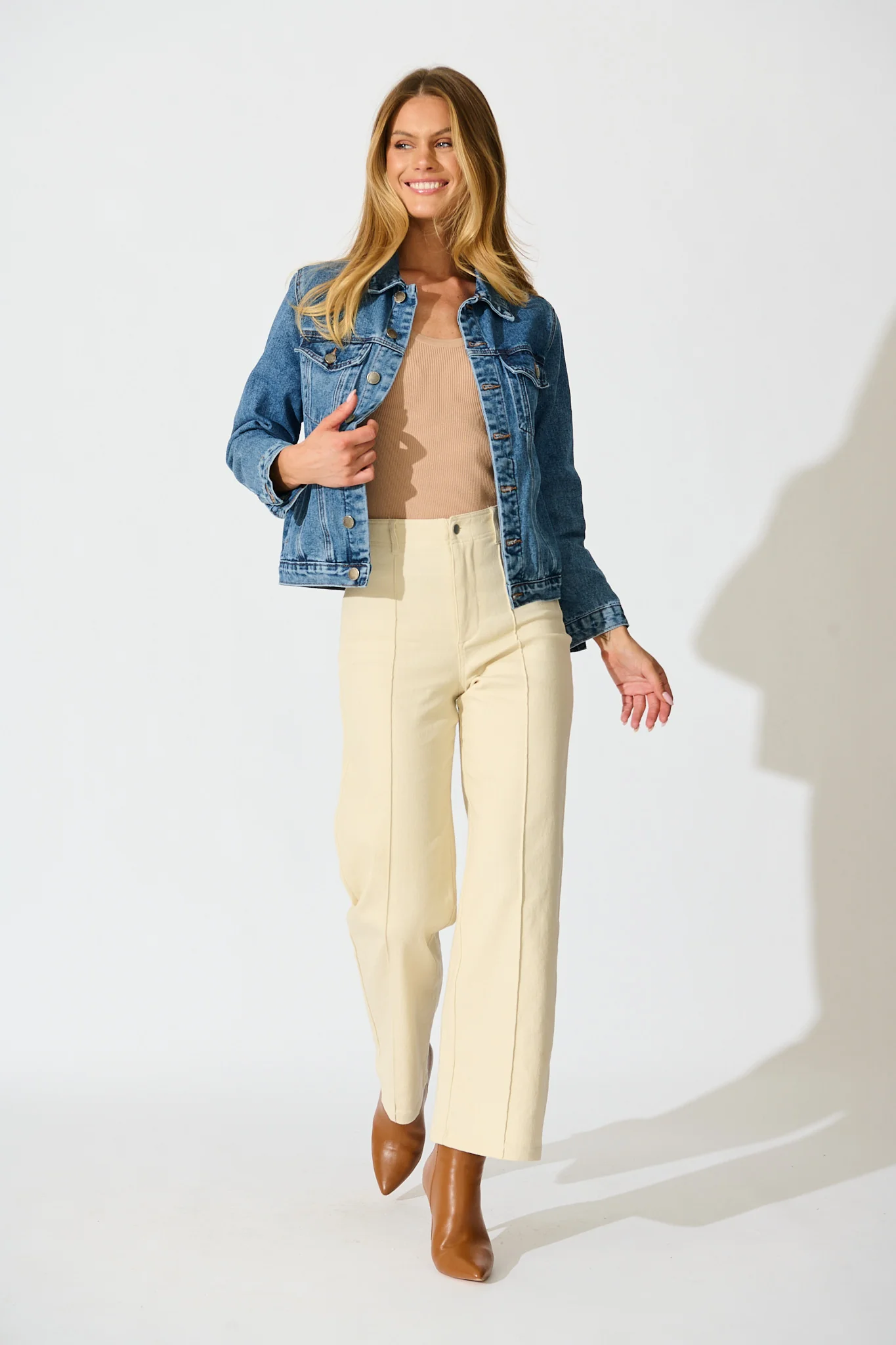 No Doubts Denim Jacket in Mid Blue Wash - Image 8