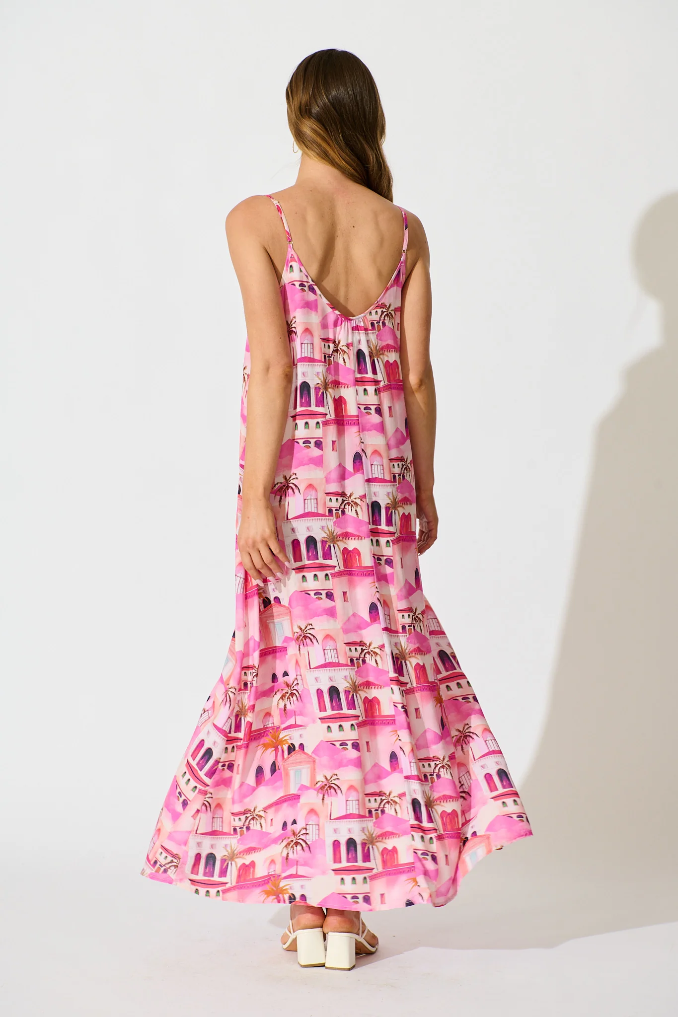 No Scrubs Maxi Dress in Pink Resort Print - Image 4