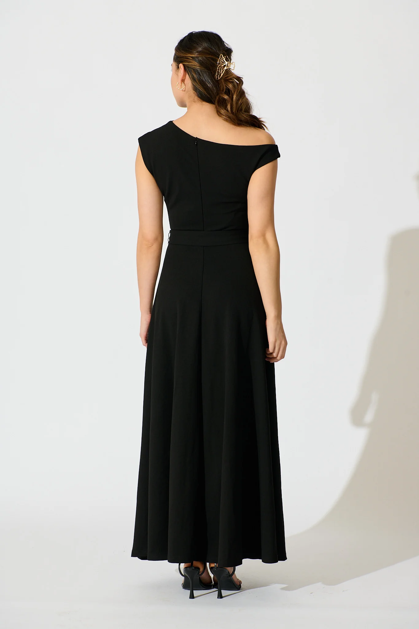 Noirelle Maxi Off Shoulder Dress in Black - Image 4