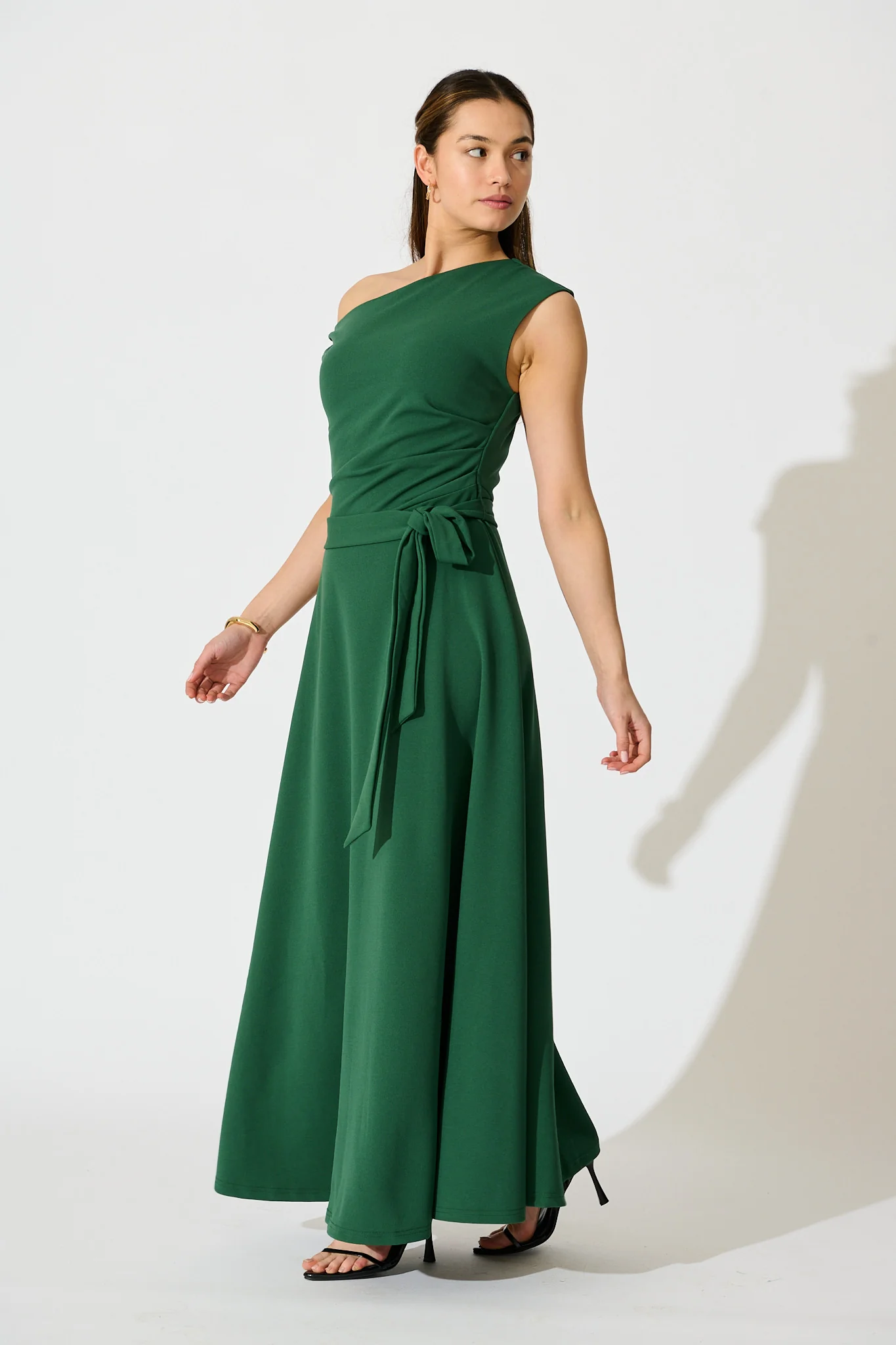 Noirelle Maxi Off Shoulder Dress in Emerald - Image 3