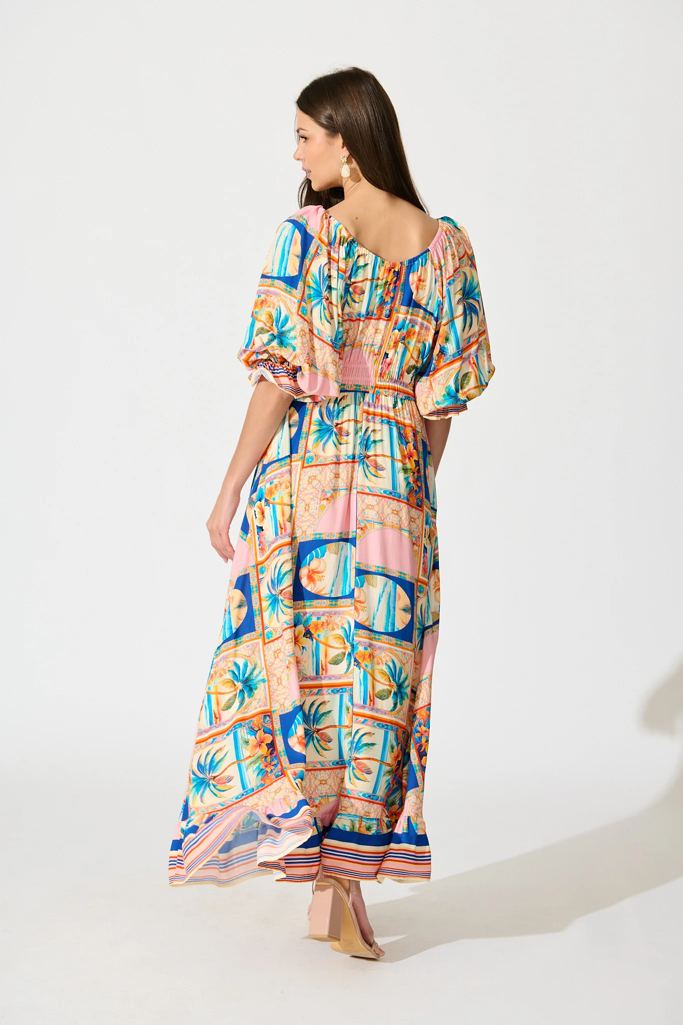 Nona Maxi Dress in Multi Palm Print - Image 4