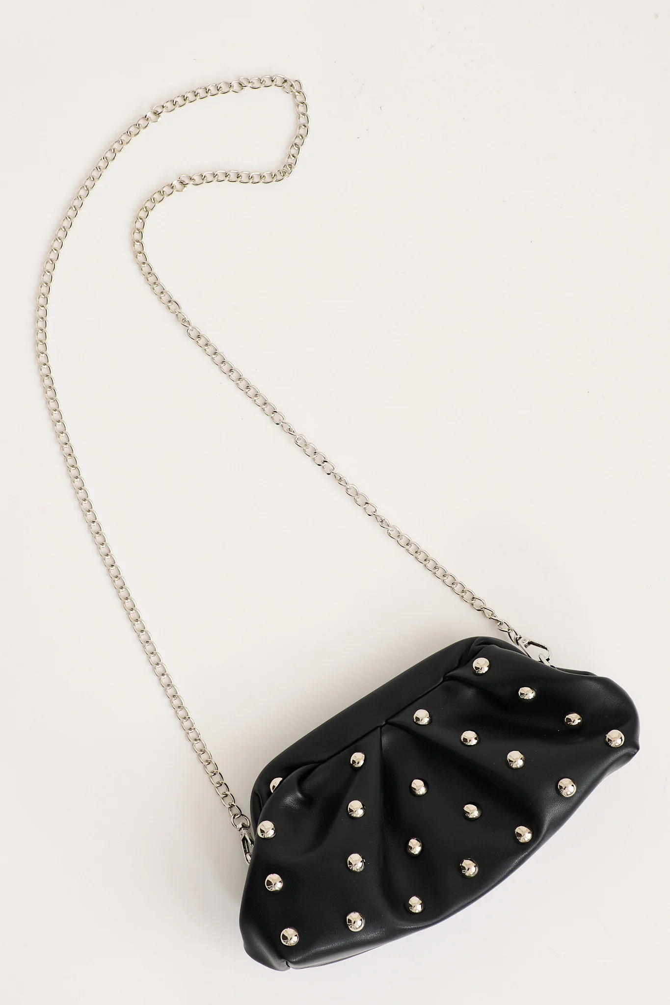 Nora Clutch Bag in Black with Silver Stud - Image 5