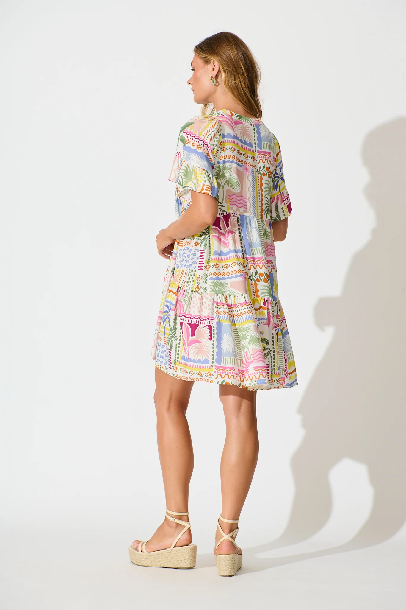 Northcote Smock Dress in Multi Patchwork Print - Image 4
